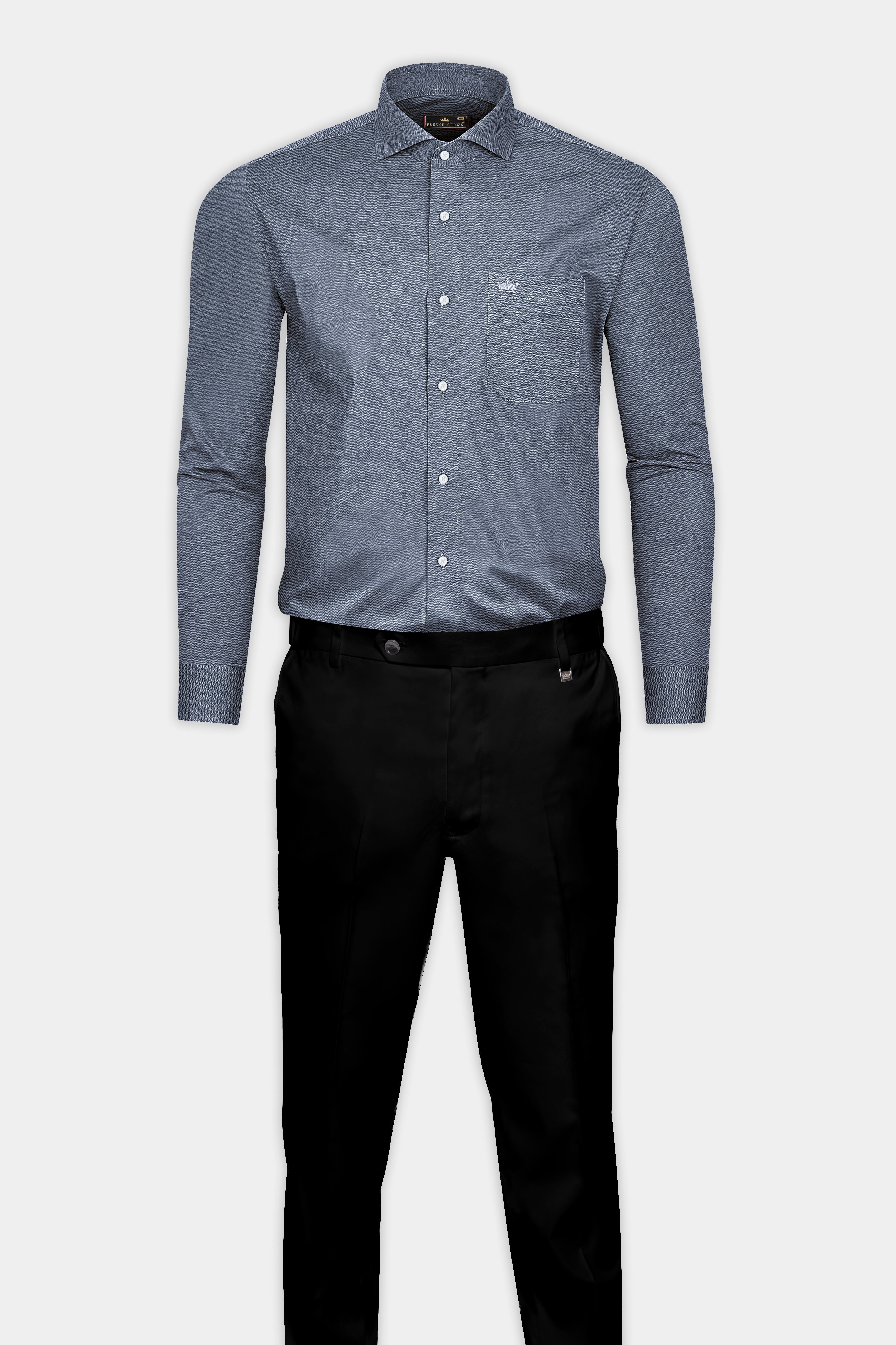 Granite Grey Solid Herringbone Shirt