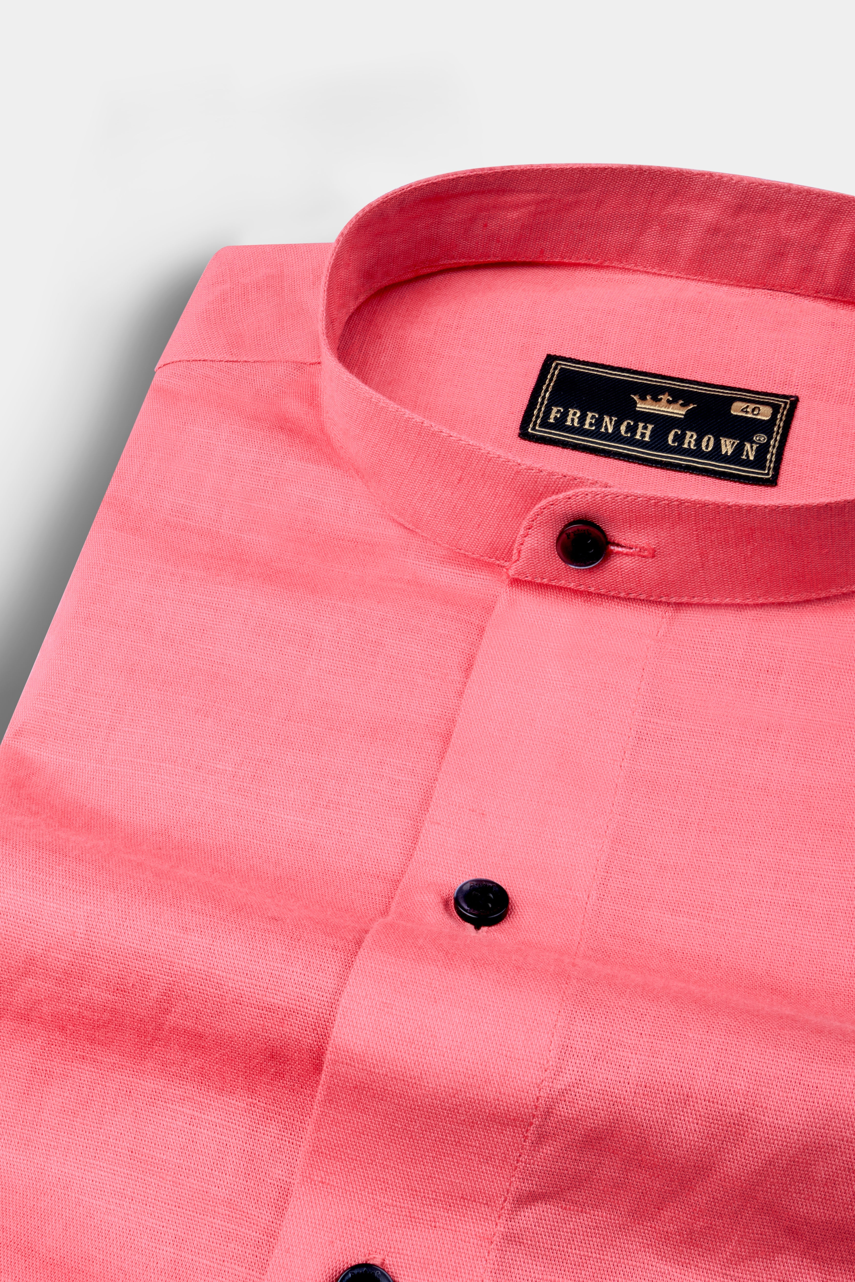 Light Coral Pink Luxurious Linen Shirt