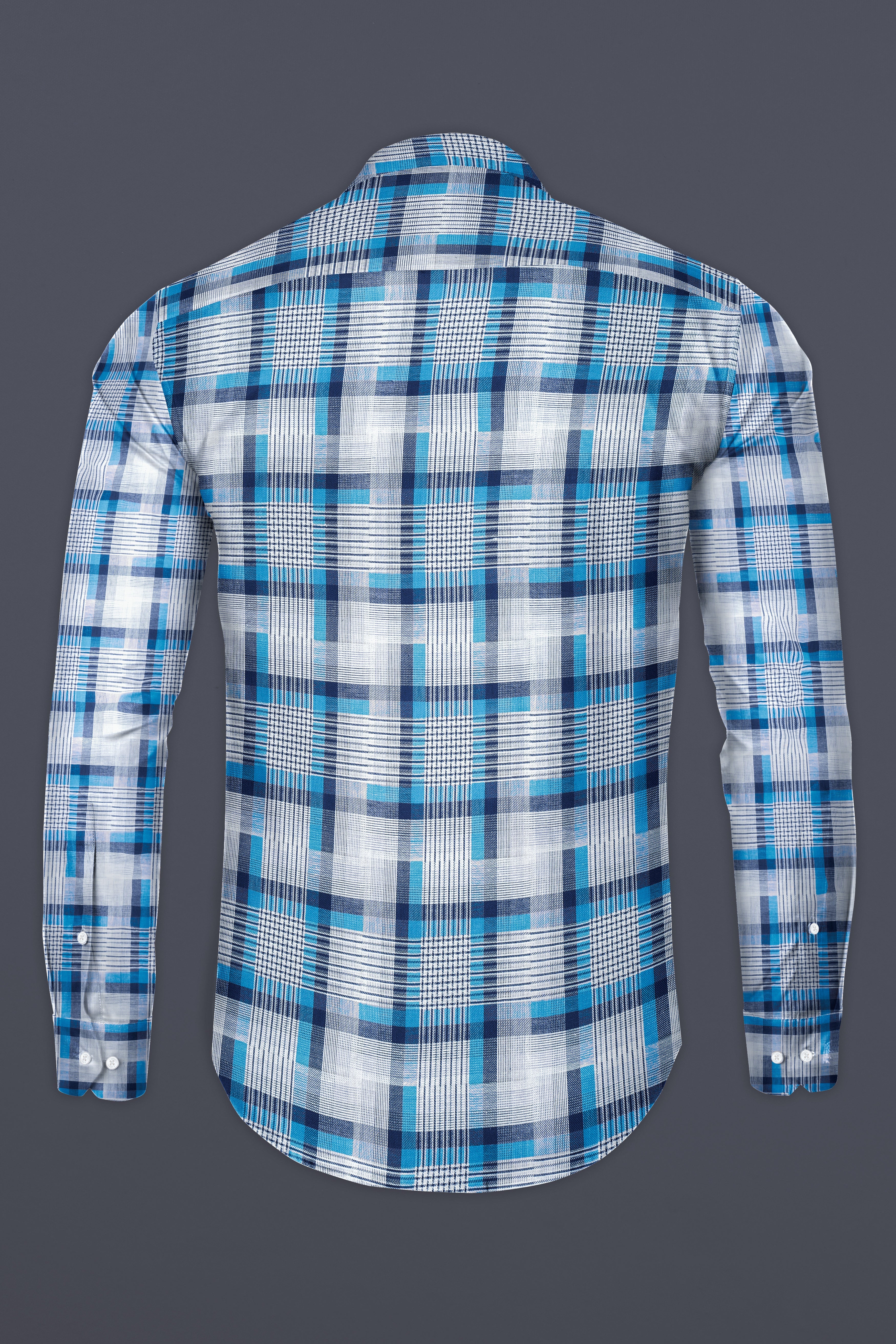 White and Shakespeare Blue Twill Plaid Premium Cotton Shirt