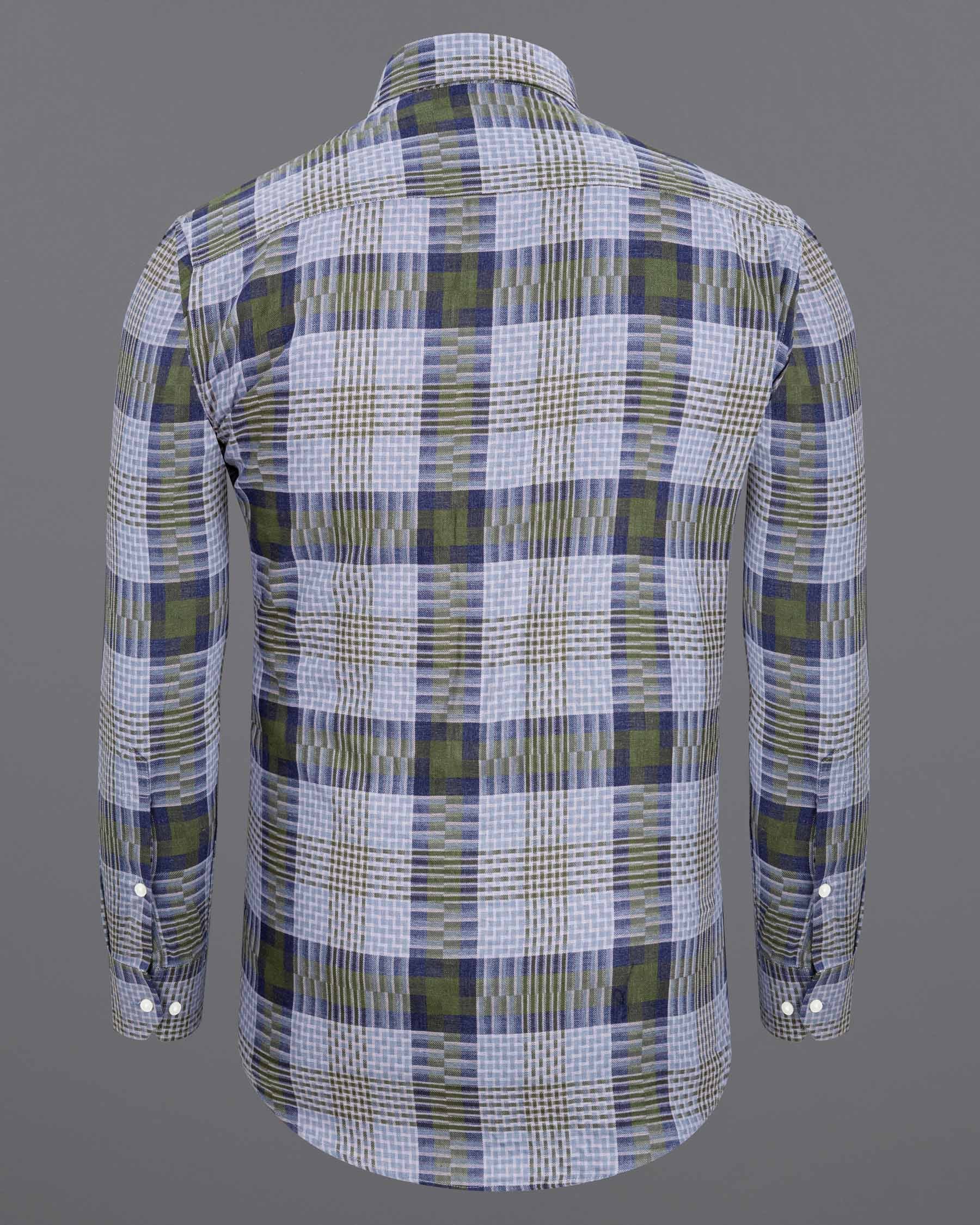 Comet Blue Twill Checkered Premium Cotton Shirt