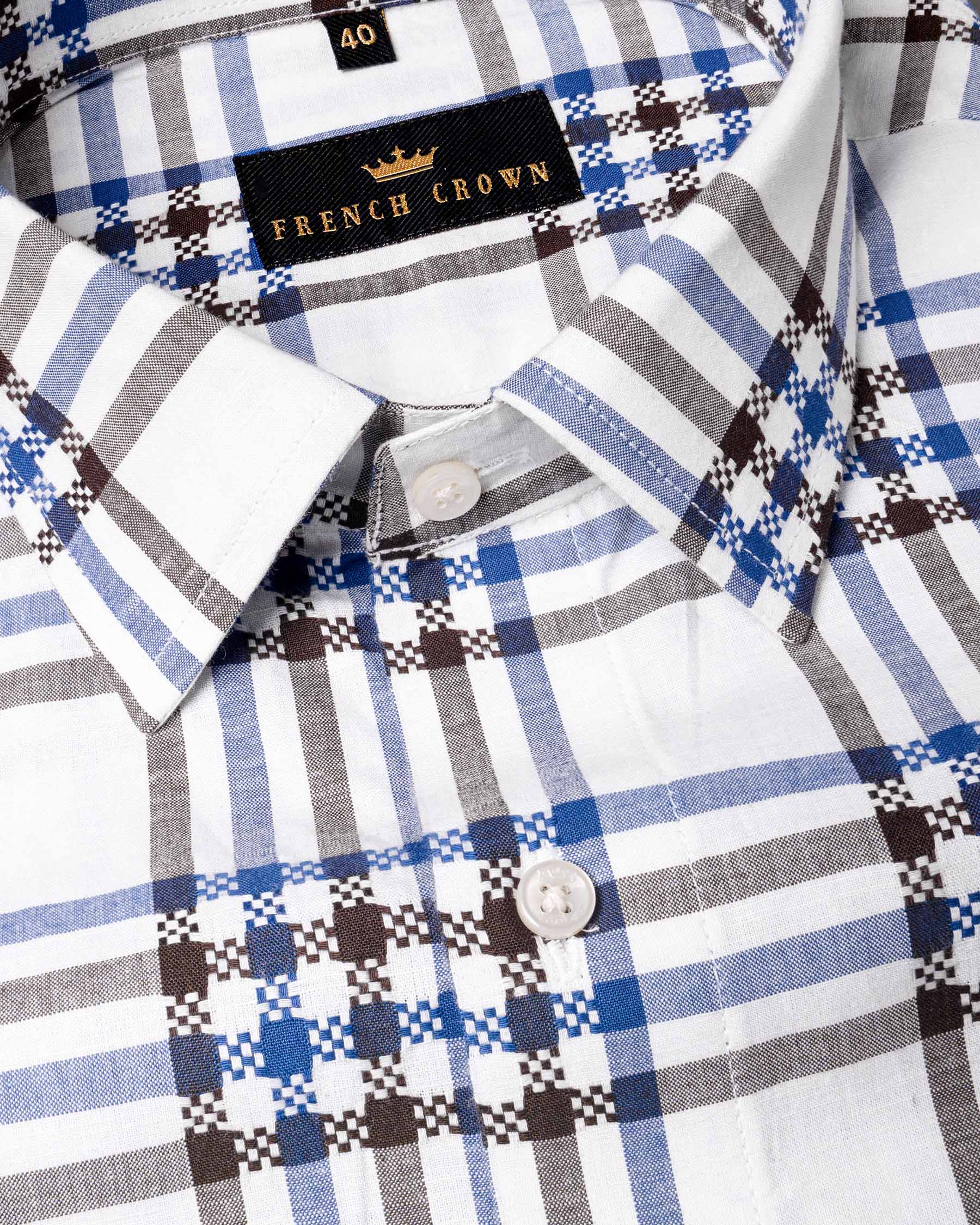 Bright White Plaid Dobby Textured Premium Giza Cotton Shirt  6431-38, 6431-H-38, 6431-39, 6431-H-39, 6431-40, 6431-H-40, 6431-42, 6431-H-42, 6431-44, 6431-H-44, 6431-46, 6431-H-46, 6431-48, 6431-H-48, 6431-50, 6431-H-50, 6431-52, 6431-H-52