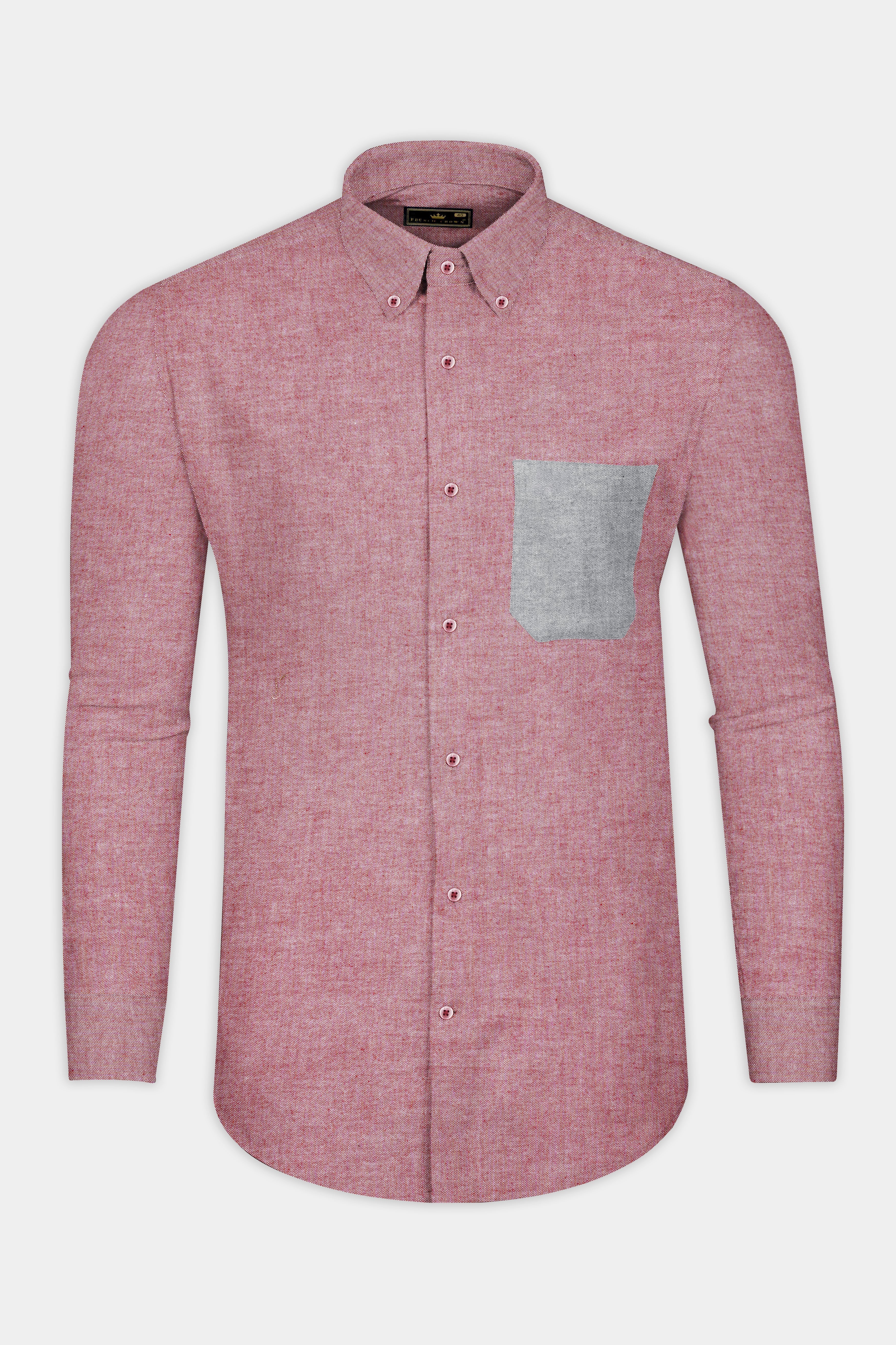 Contessa Red with Grey Pocket Solid Royal Oxford Shirt