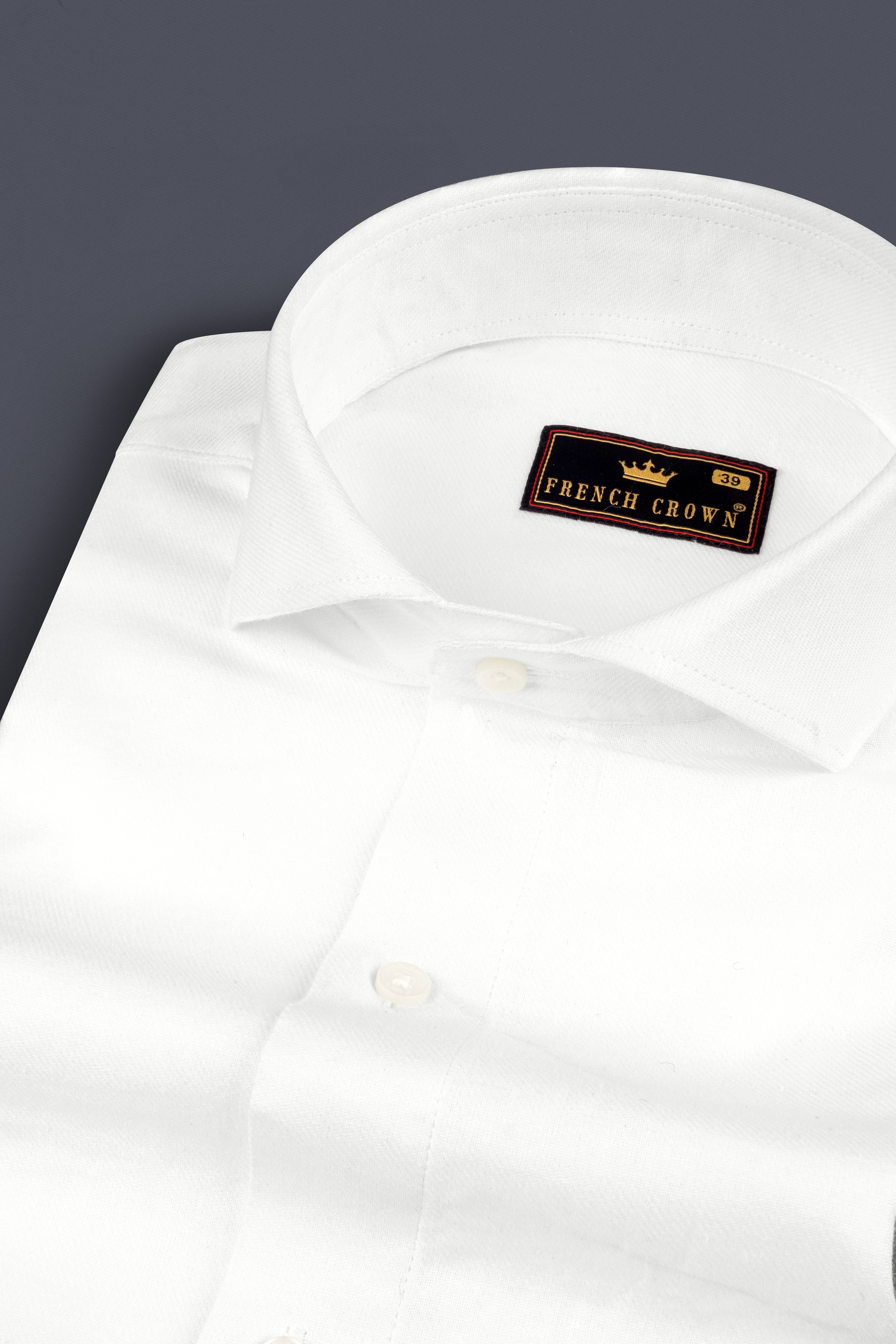 Bright White Twill Textured Premium Cotton Shirt