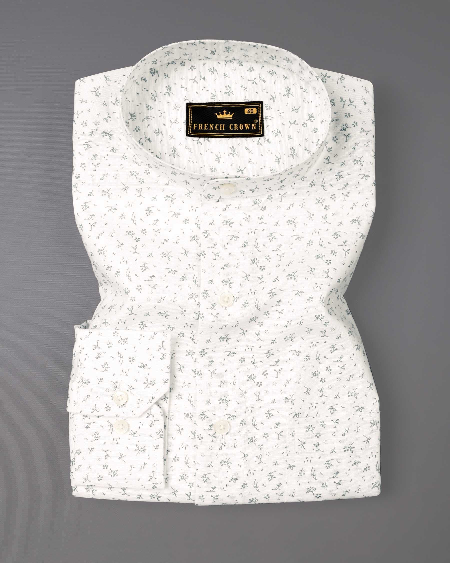 Bright White Printed Luxurious Linen Shirt  6458-M -38, 6458-M -H-38, 6458-M -39, 6458-M -H-39, 6458-M -40, 6458-M -H-40, 6458-M -42, 6458-M -H-42, 6458-M -44, 6458-M -H-44, 6458-M -46, 6458-M -H-46, 6458-M -48, 6458-M -H-48, 6458-M -50, 6458-M -H-50, 6458-M -52, 6458-M -H-52