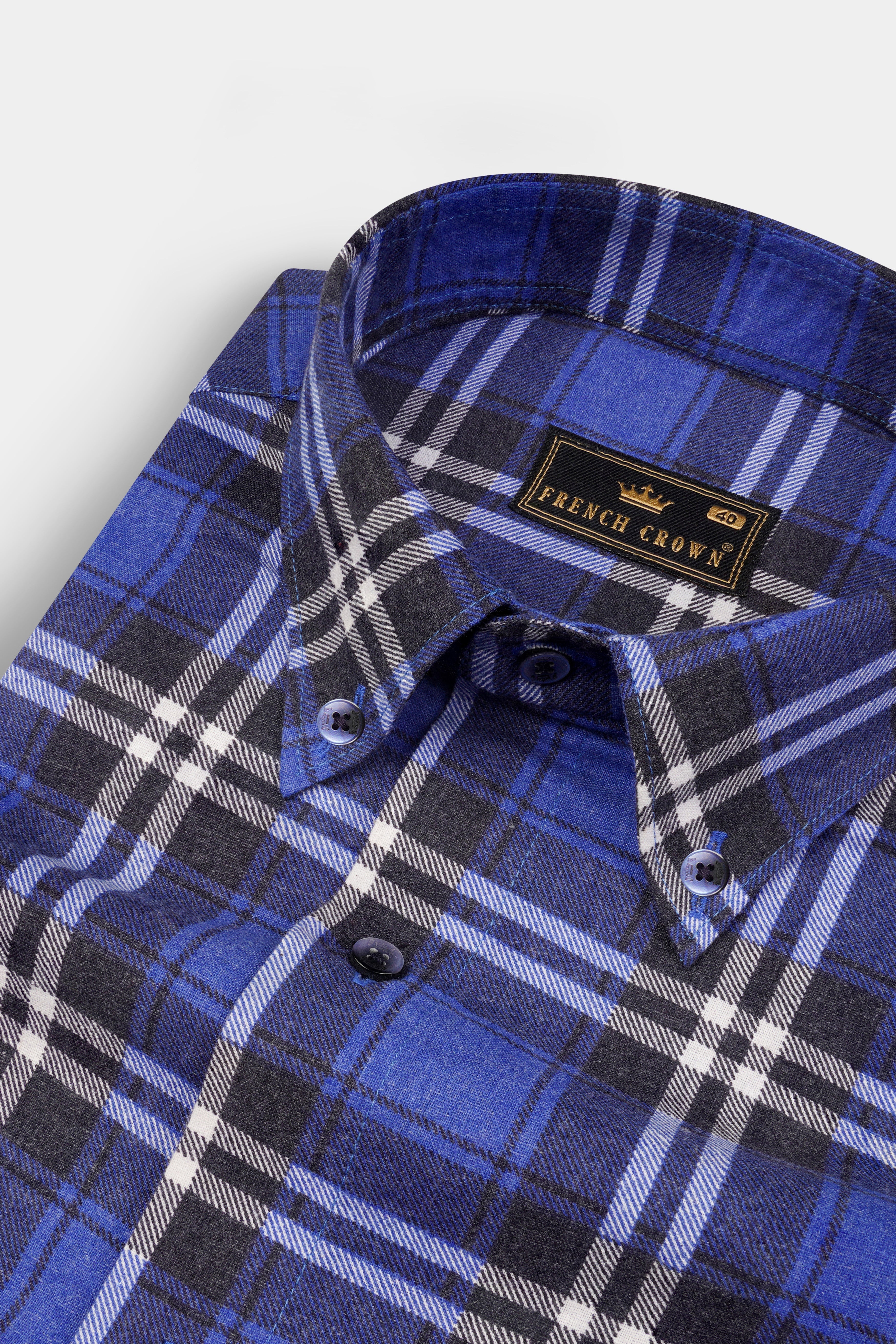 Scampi Blue Twill Plaid Premium Cotton Shirt