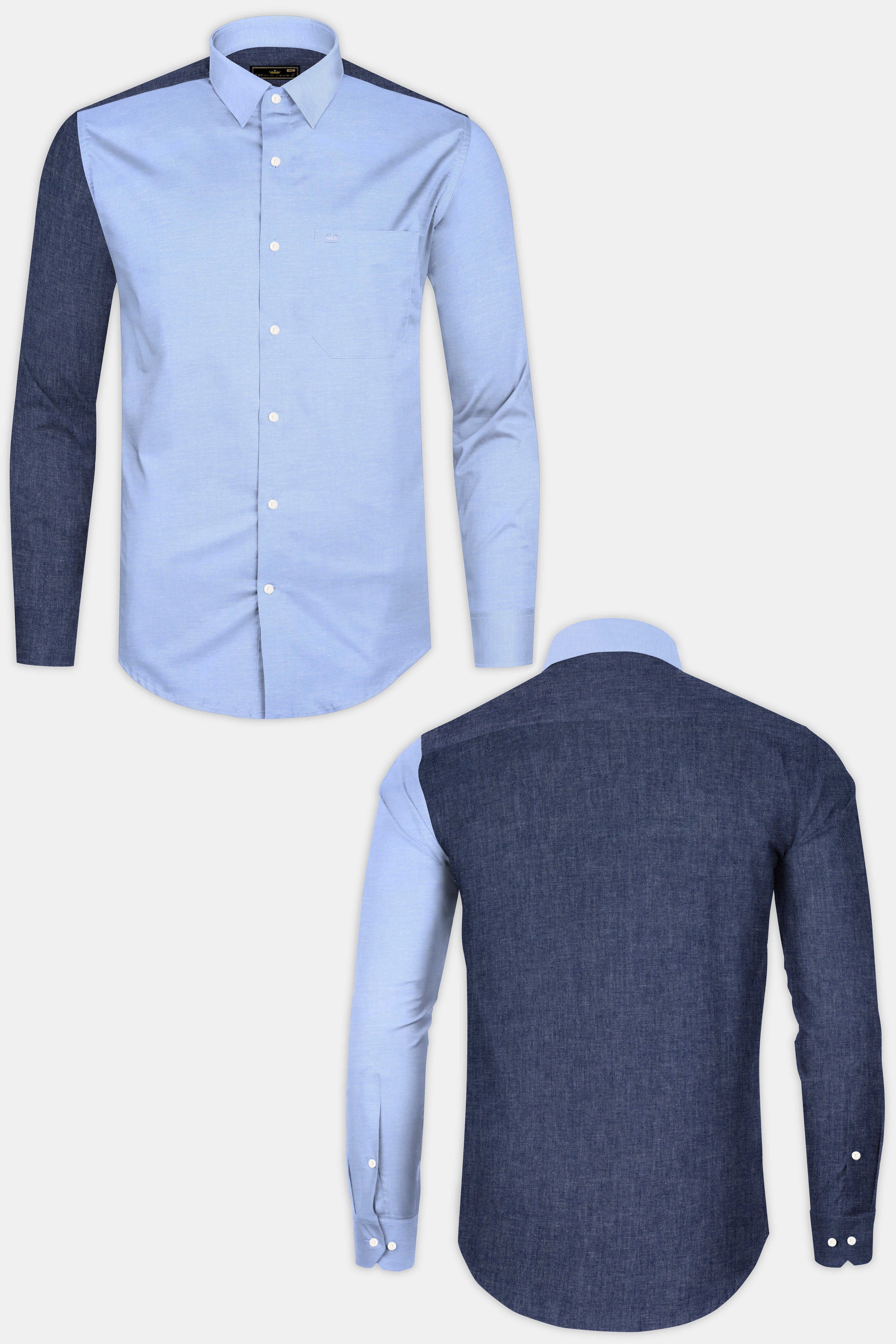 Tealish Blue and Gray Royal Oxford Shirt