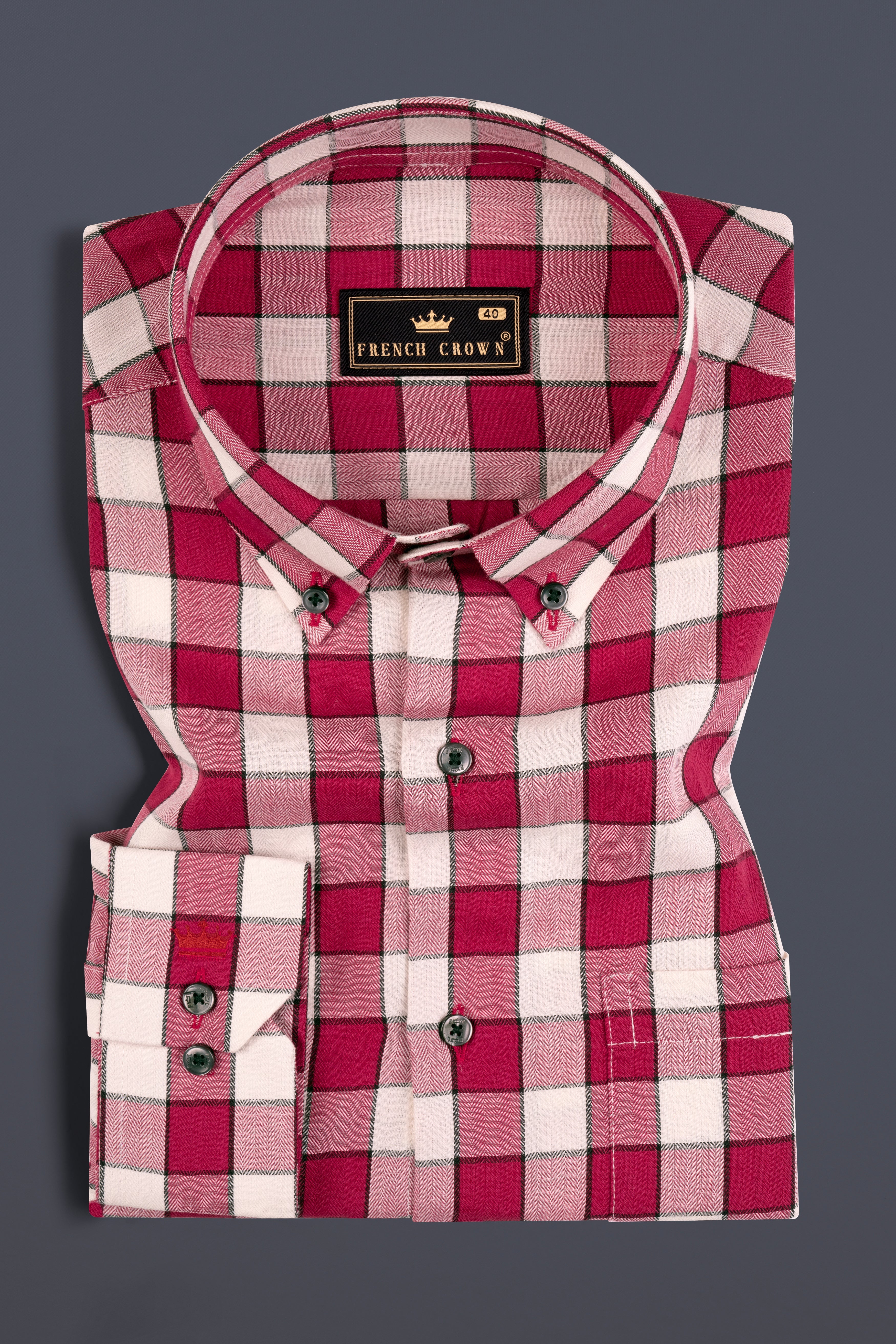 Shiraz Red with Blush checkered Herringbone Shirt