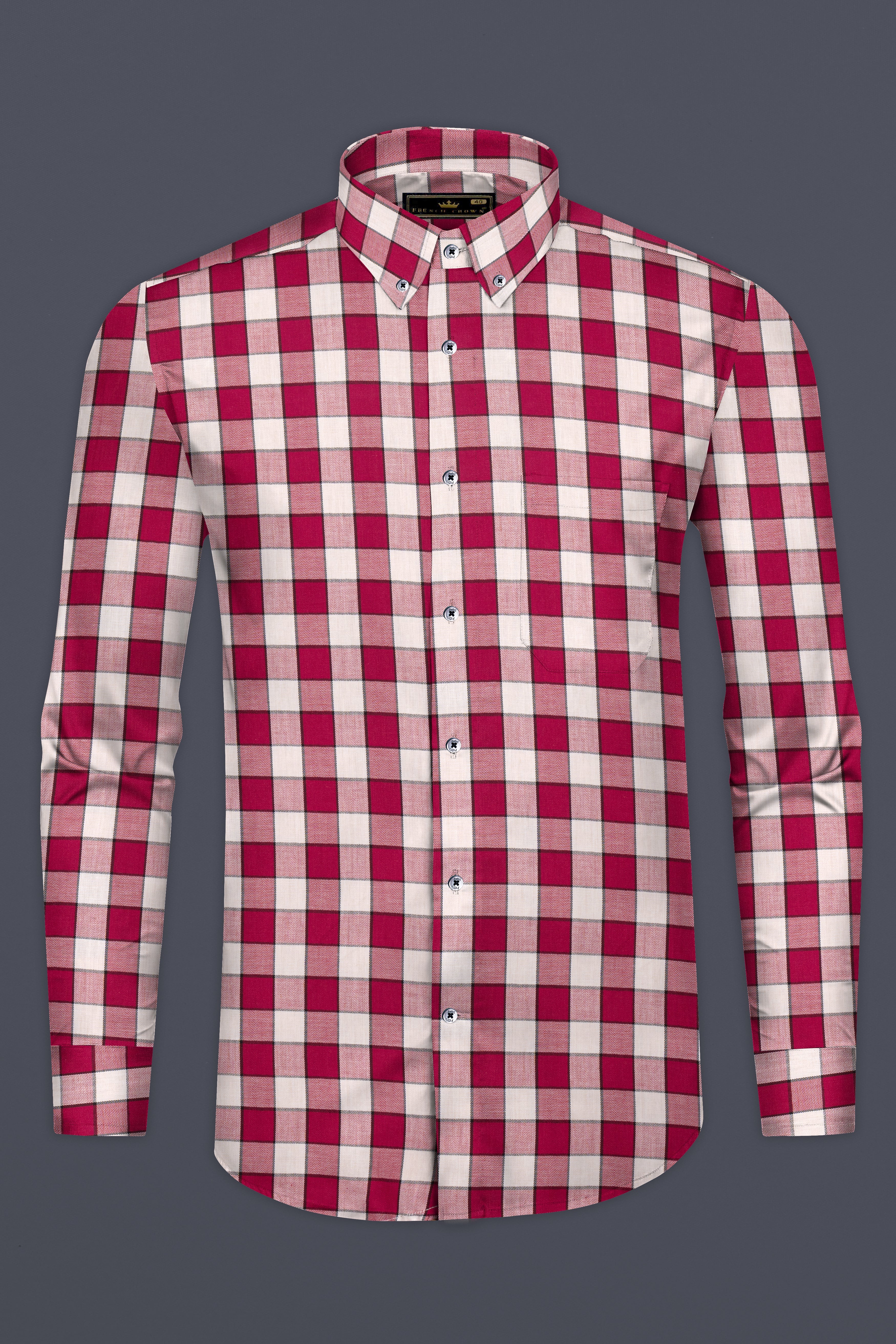 Shiraz Red with Blush checkered Herringbone Shirt