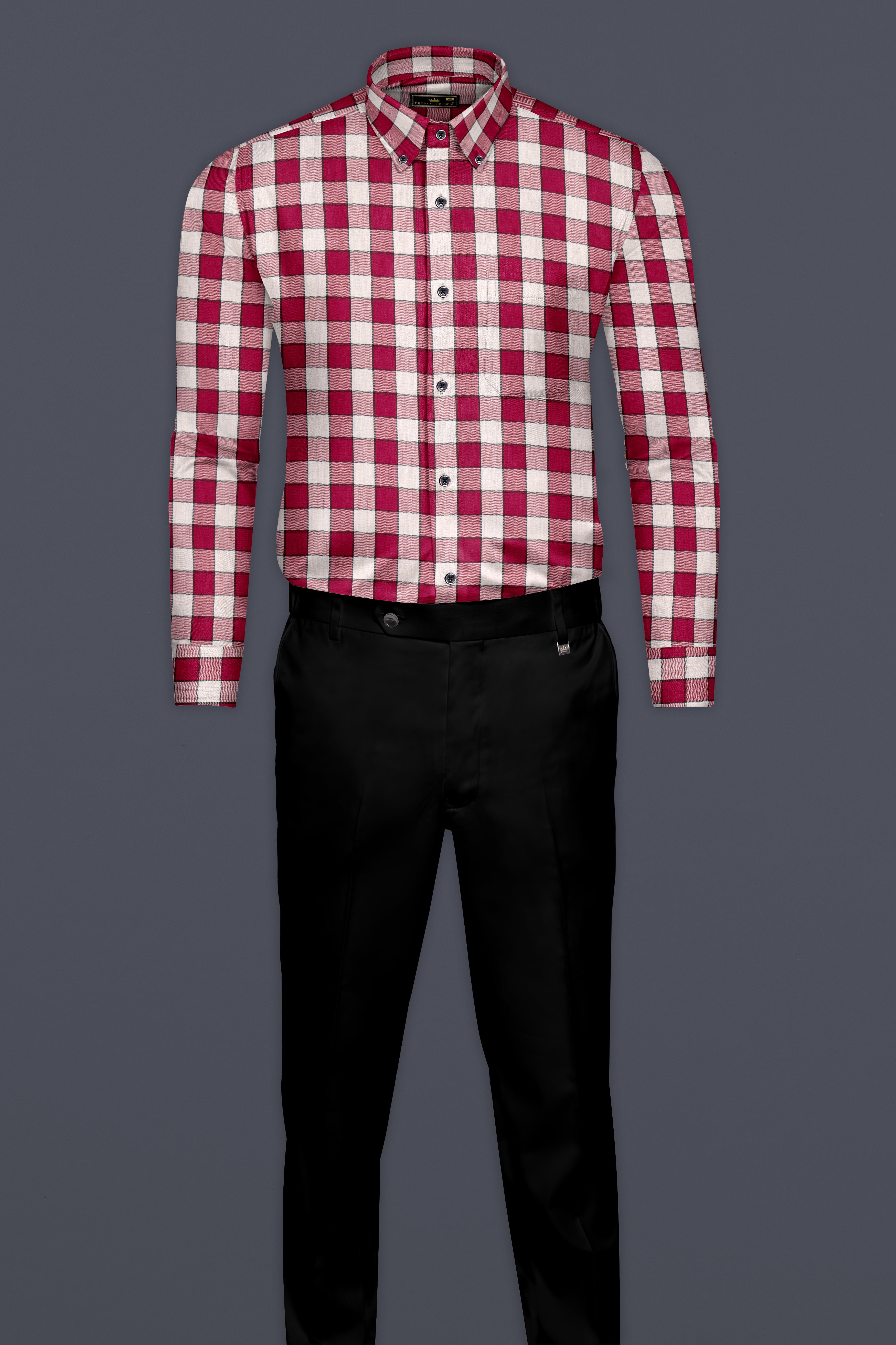 Shiraz Red with Blush checkered Herringbone Shirt