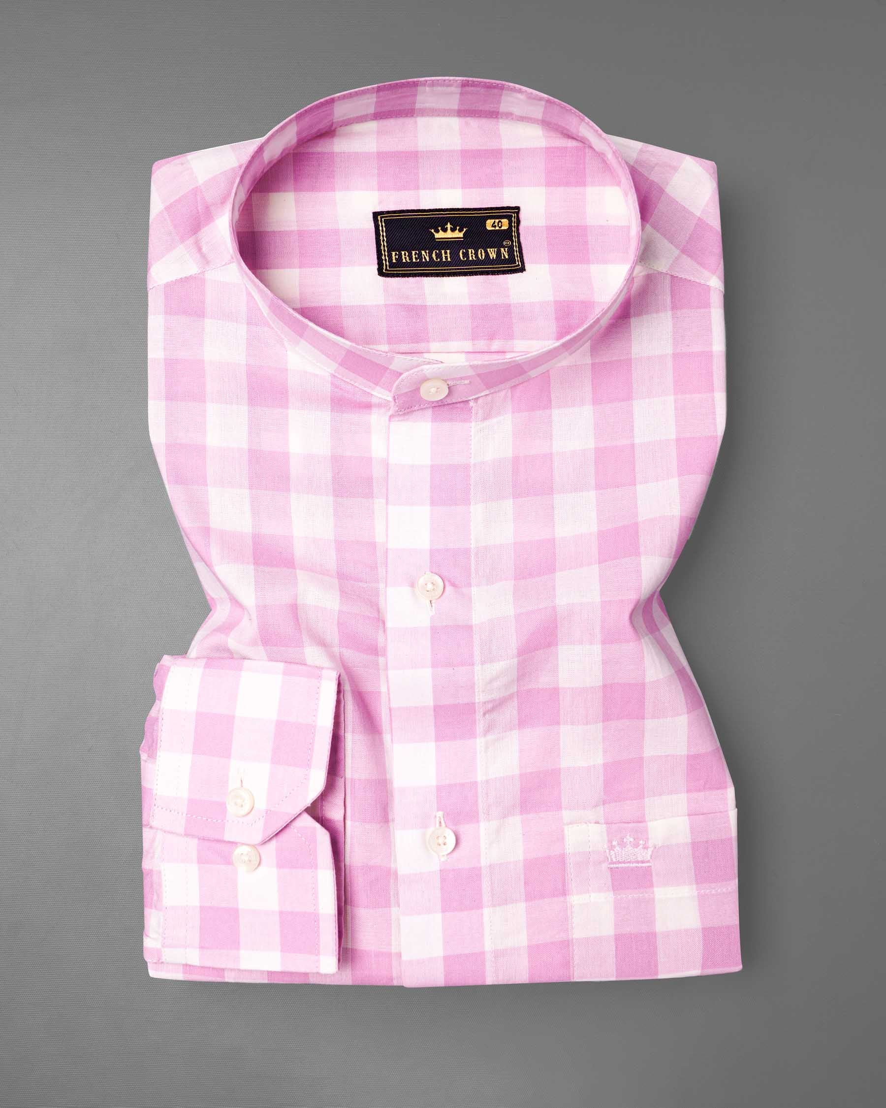 Chantilly Pink and White Checkered Premium Cotton Shirt  6501-M-38, 6501-M-H-38, 6501-M-39, 6501-M-H-39, 6501-M-40, 6501-M-H-40, 6501-M-42, 6501-M-H-42, 6501-M-44, 6501-M-H-44, 6501-M-46, 6501-M-H-46, 6501-M-48, 6501-M-H-48, 6501-M-50, 6501-M-H-50, 6501-M-52, 6501-M-H-52