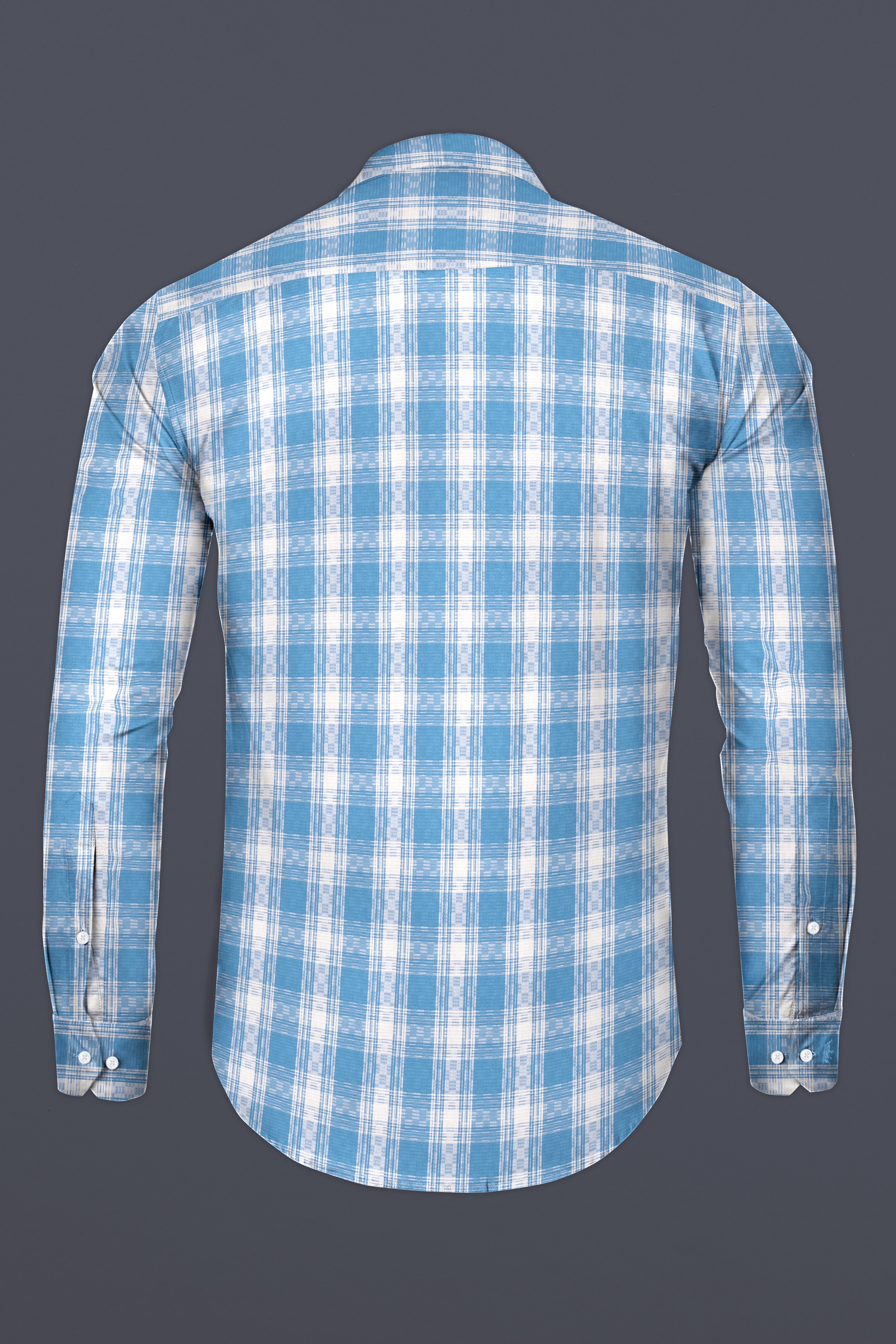 Bright White and Malibu Twill Checkered Premium Cotton Shirt