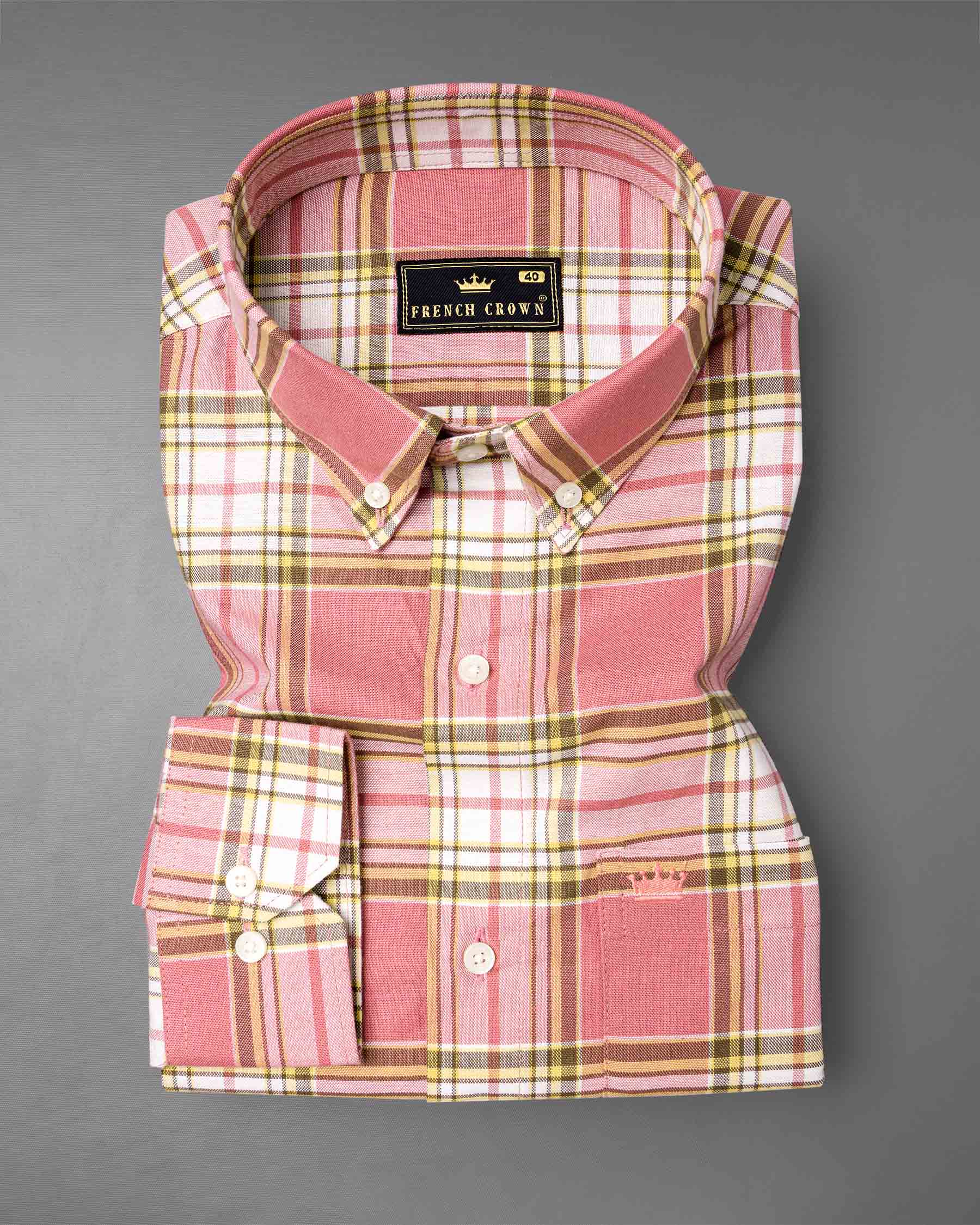 Froly Pink Checkered Royal Oxford Shirt  6510-BD-38, 6510-BD-H-38, 6510-BD-39, 6510-BD-H-39, 6510-BD-40, 6510-BD-H-40, 6510-BD-42, 6510-BD-H-42, 6510-BD-44, 6510-BD-H-44, 6510-BD-46, 6510-BD-H-46, 6510-BD-48, 6510-BD-H-48, 6510-BD-50, 6510-BD-H-50, 6510-BD-52, 6510-BD-H-52