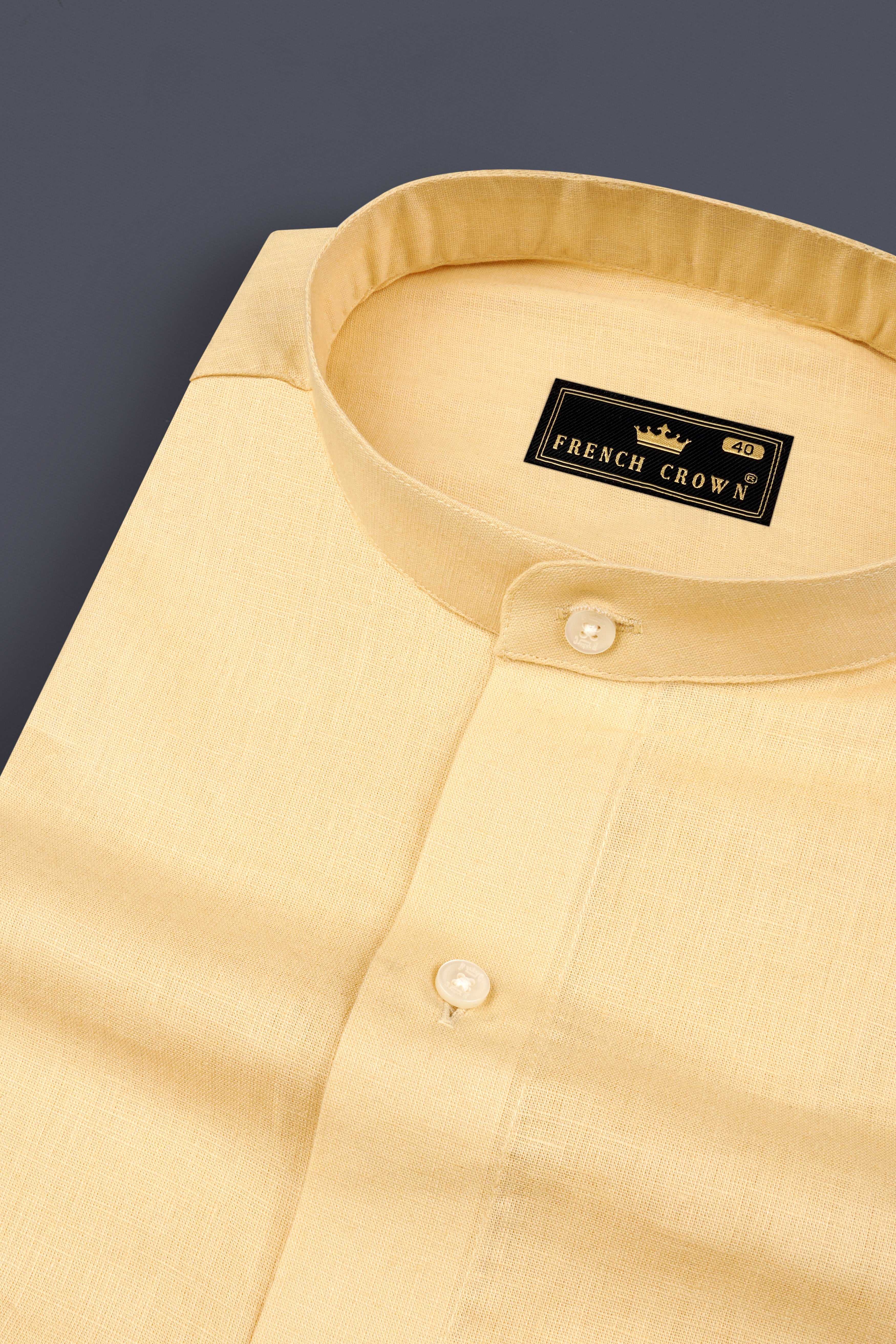 Peanut Yellow Luxurious Linen Shirt