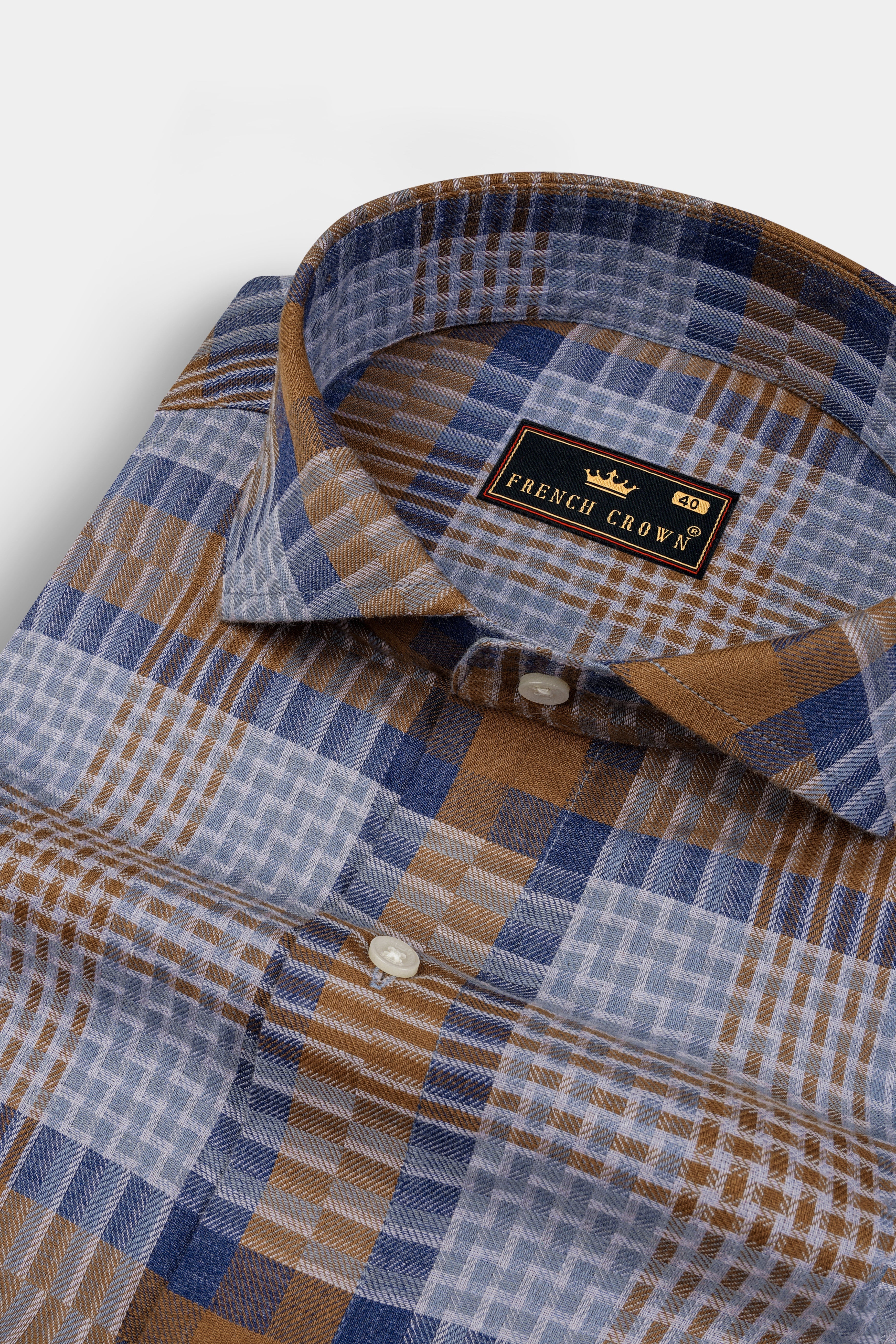 Cape Palliser with Dusk Blue Twill Plaid Premium Cotton Shirt