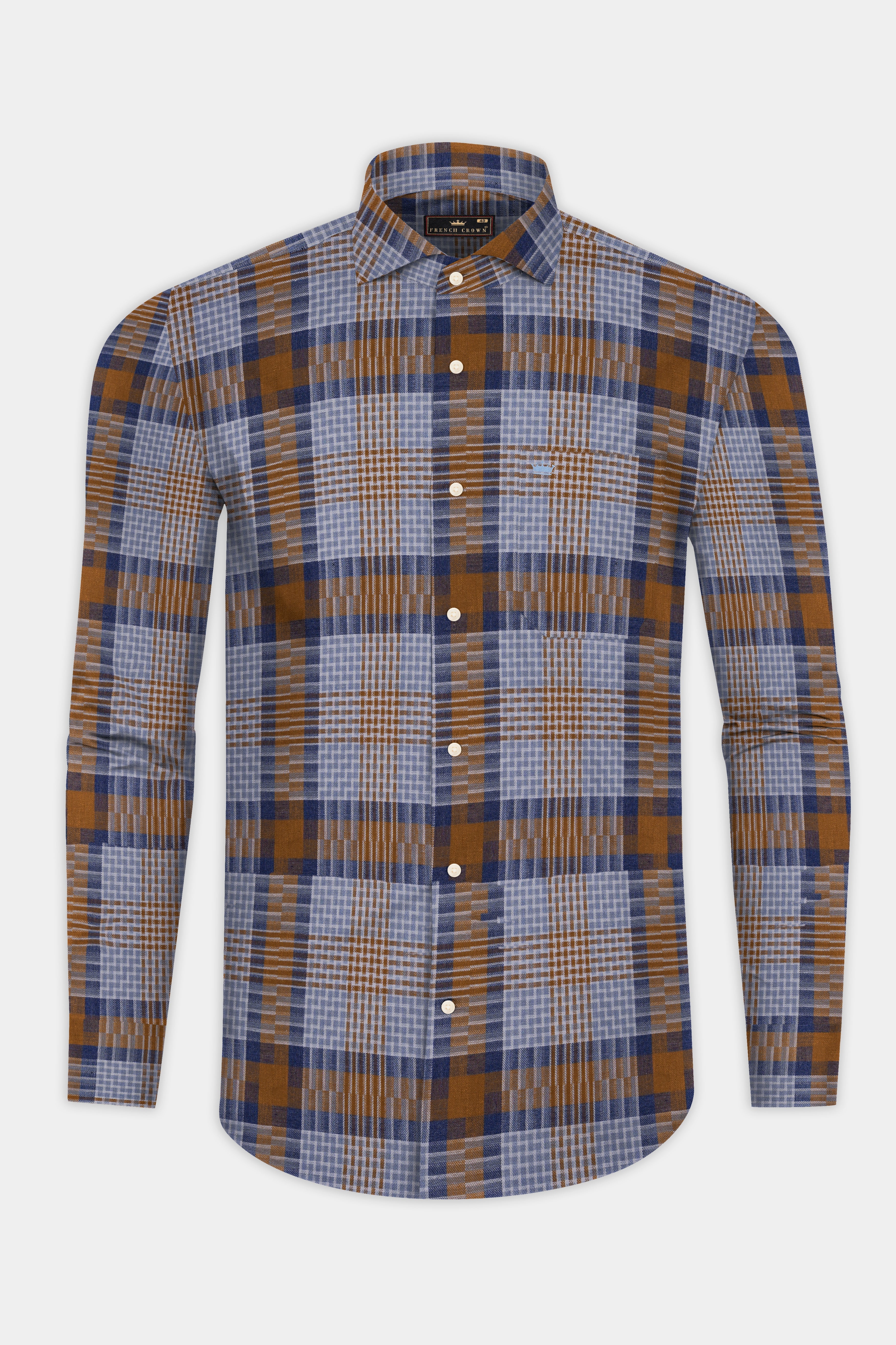 Cape Palliser with Dusk Blue Twill Plaid Premium Cotton Shirt