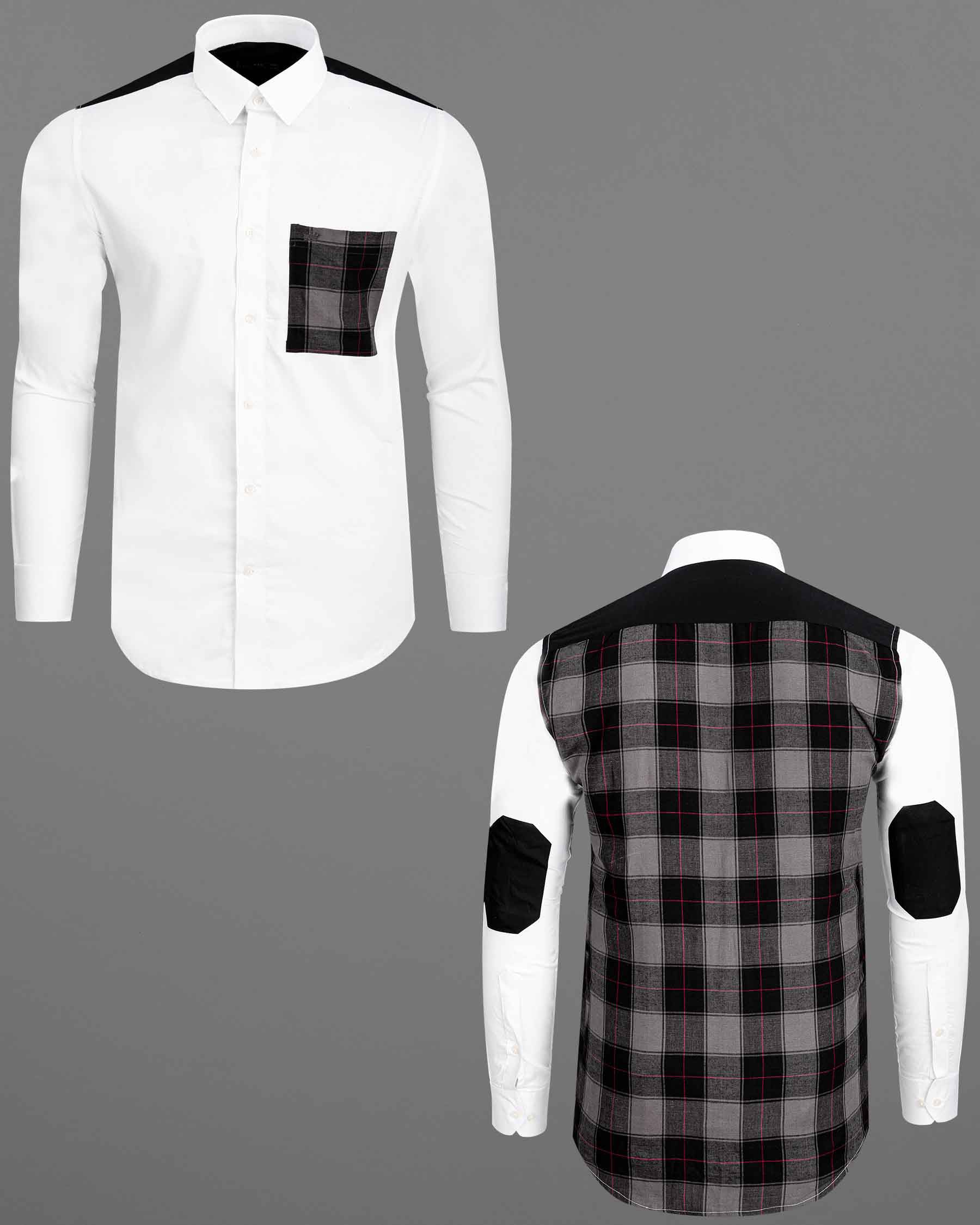 Bright White with black plaid Super soft Premium Cotton Shirt