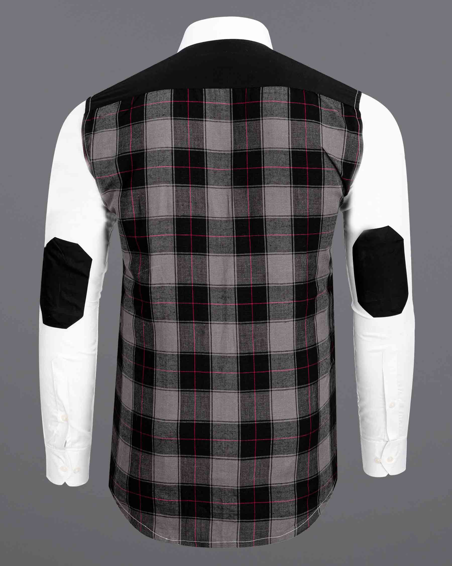 Bright White with black plaid Super soft Premium Cotton Shirt