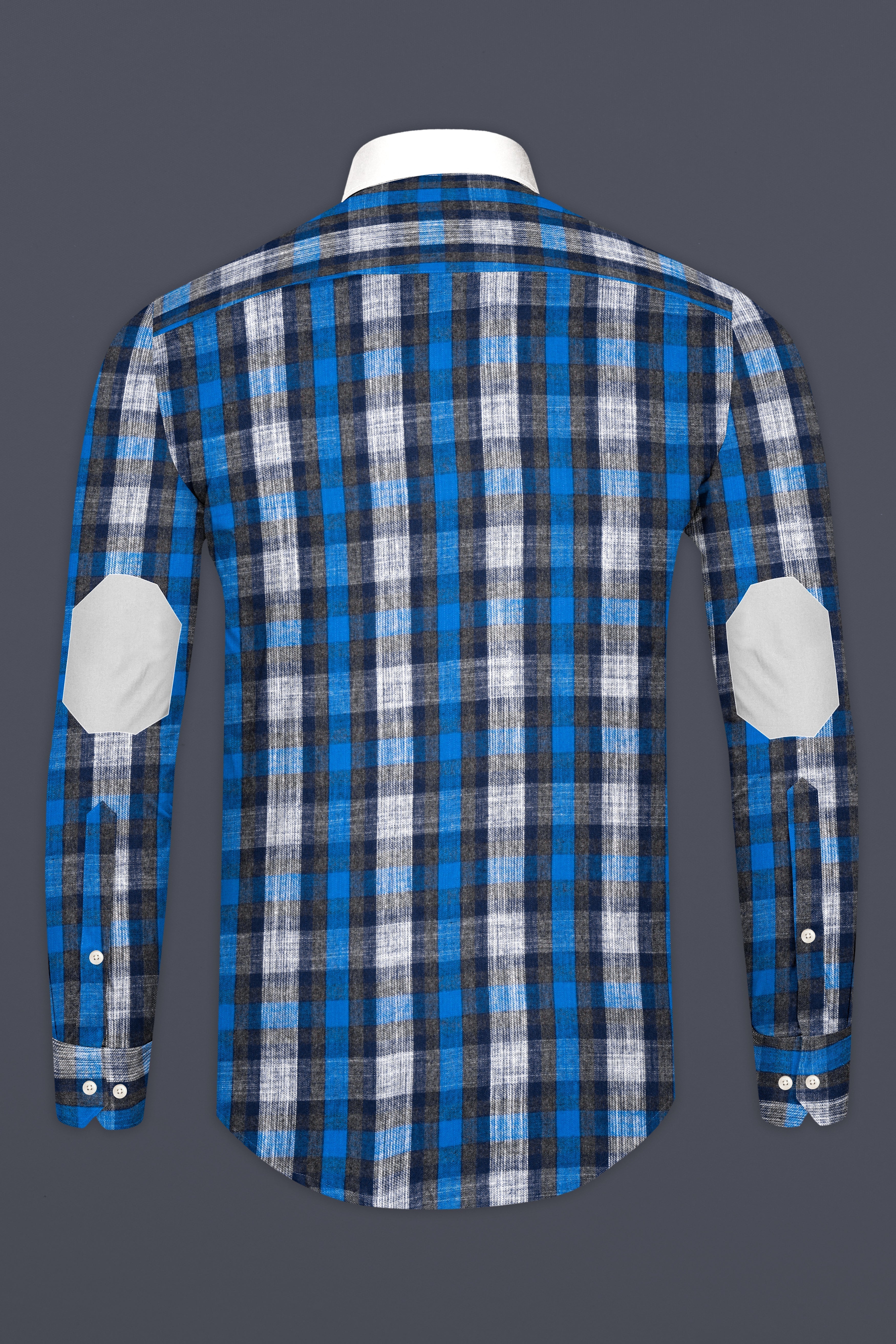 Alabaster White with Denim Blue Plaid Brushed Flannel Shirt