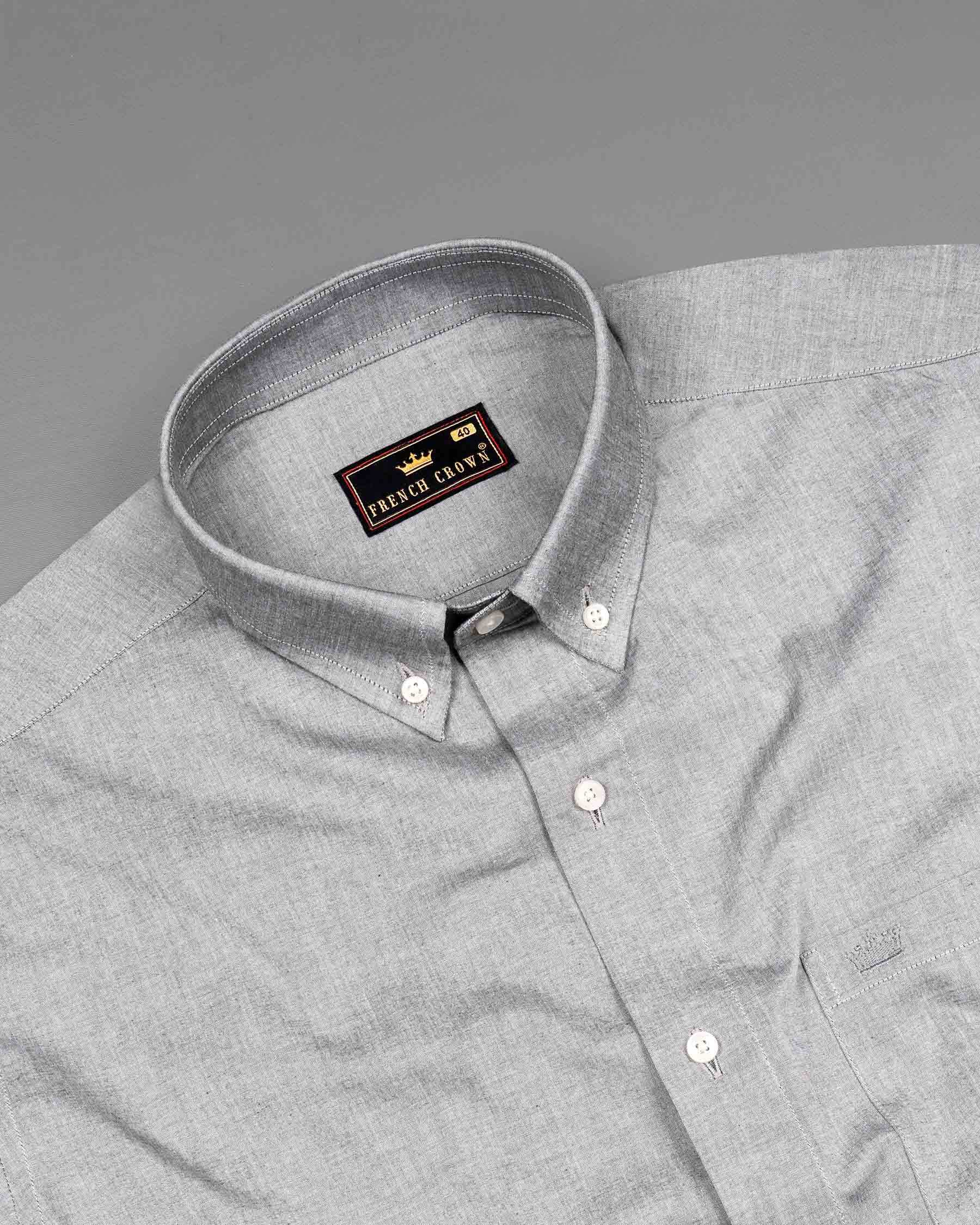 Silver Sand and Cadet Blue Premium Cotton Shirt