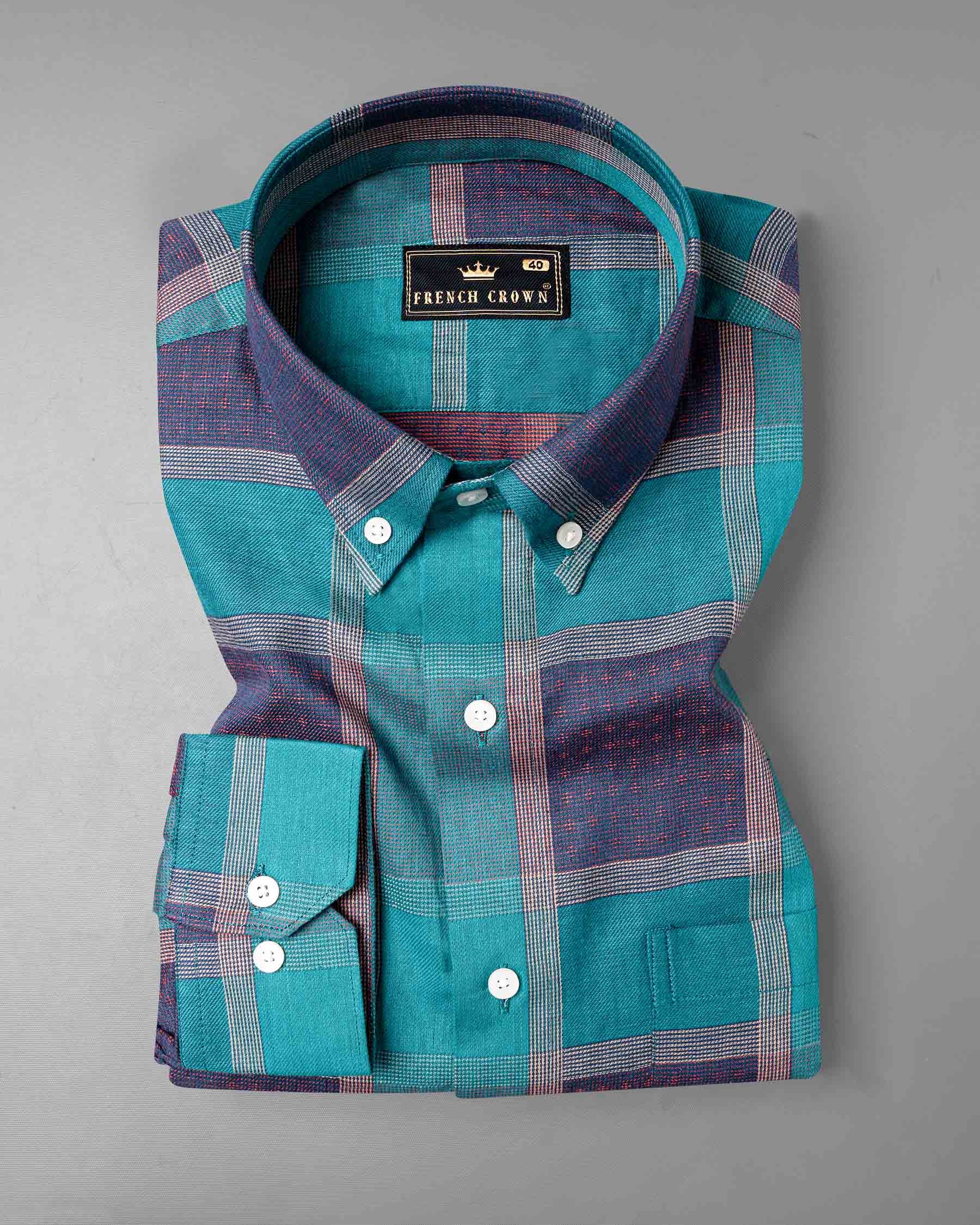 Eastern Blue and Rhino Blue Checkered Print Dobby Textured Premium Giza Cotton Shirt 6589-BD-38,6589-BD-H-38,6589-BD-39,6589-BD-H-39,6589-BD-40,6589-BD-H-40,6589-BD-42,6589-BD-H-42,6589-BD-44,6589-BD-H-44,6589-BD-46,6589-BD-H-46,6589-BD-48,6589-BD-H-48,6589-BD-50,6589-BD-H-50,6589-BD-52,6589-BD-H-52