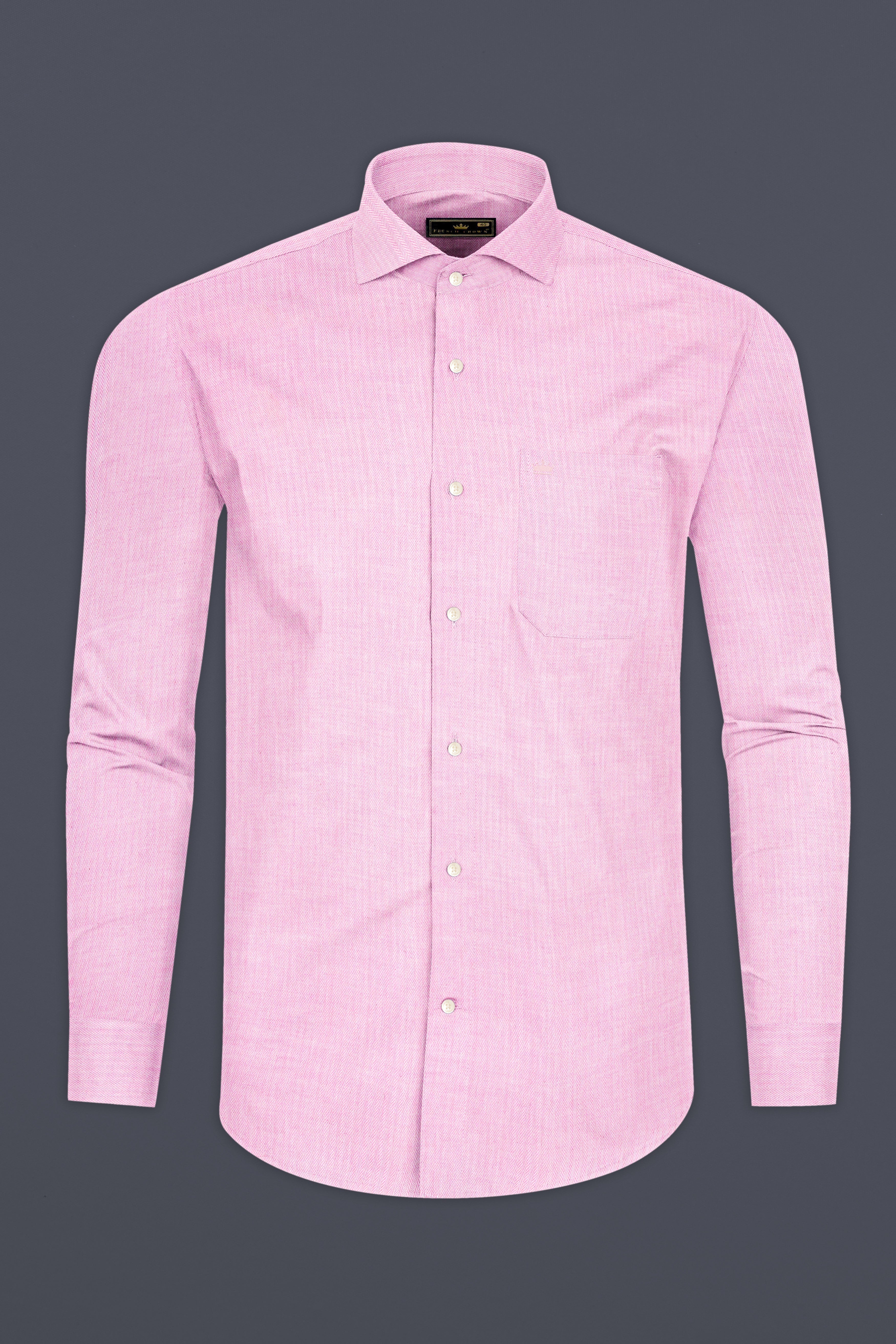 Pale Rose Pink Herringbone and Tencel rich Shirt