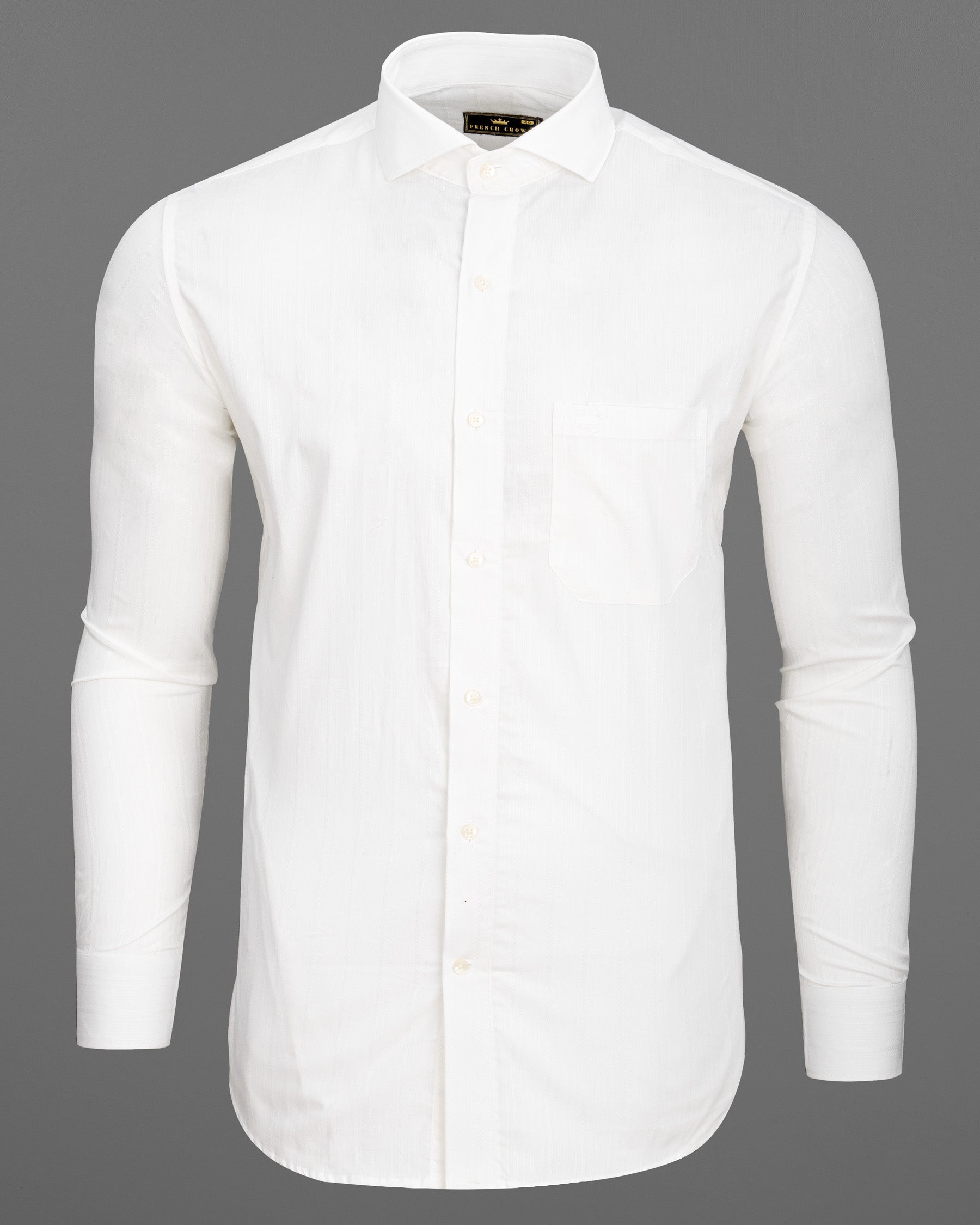 Bright White Dobby Textured Premium Cotton Shirt