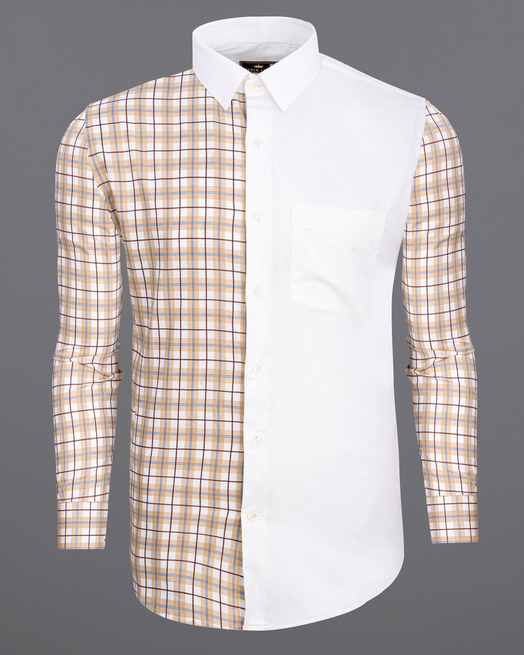 Half Almond Half White Plaid Super Soft Premium Cotton Shirt 6600-D5-38,6600-D5-H-38,6600-D5-39,6600-D5-H-39,6600-D5-40,6600-D5-H-40,6600-D5-42,6600-D5-H-42,6600-D5-44,6600-D5-H-44,6600-D5-46,6600-D5-H-46,6600-D5-48,6600-D5-H-48,6600-D5-50,6600-D5-H-50,6600-D5-52,6600-D5-H-52