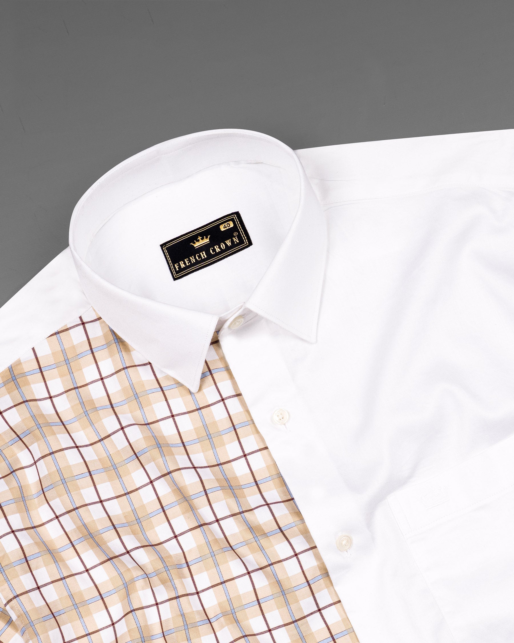 Half Almond Half White Plaid Super Soft Premium Cotton Shirt 6600-D5-38,6600-D5-H-38,6600-D5-39,6600-D5-H-39,6600-D5-40,6600-D5-H-40,6600-D5-42,6600-D5-H-42,6600-D5-44,6600-D5-H-44,6600-D5-46,6600-D5-H-46,6600-D5-48,6600-D5-H-48,6600-D5-50,6600-D5-H-50,6600-D5-52,6600-D5-H-52