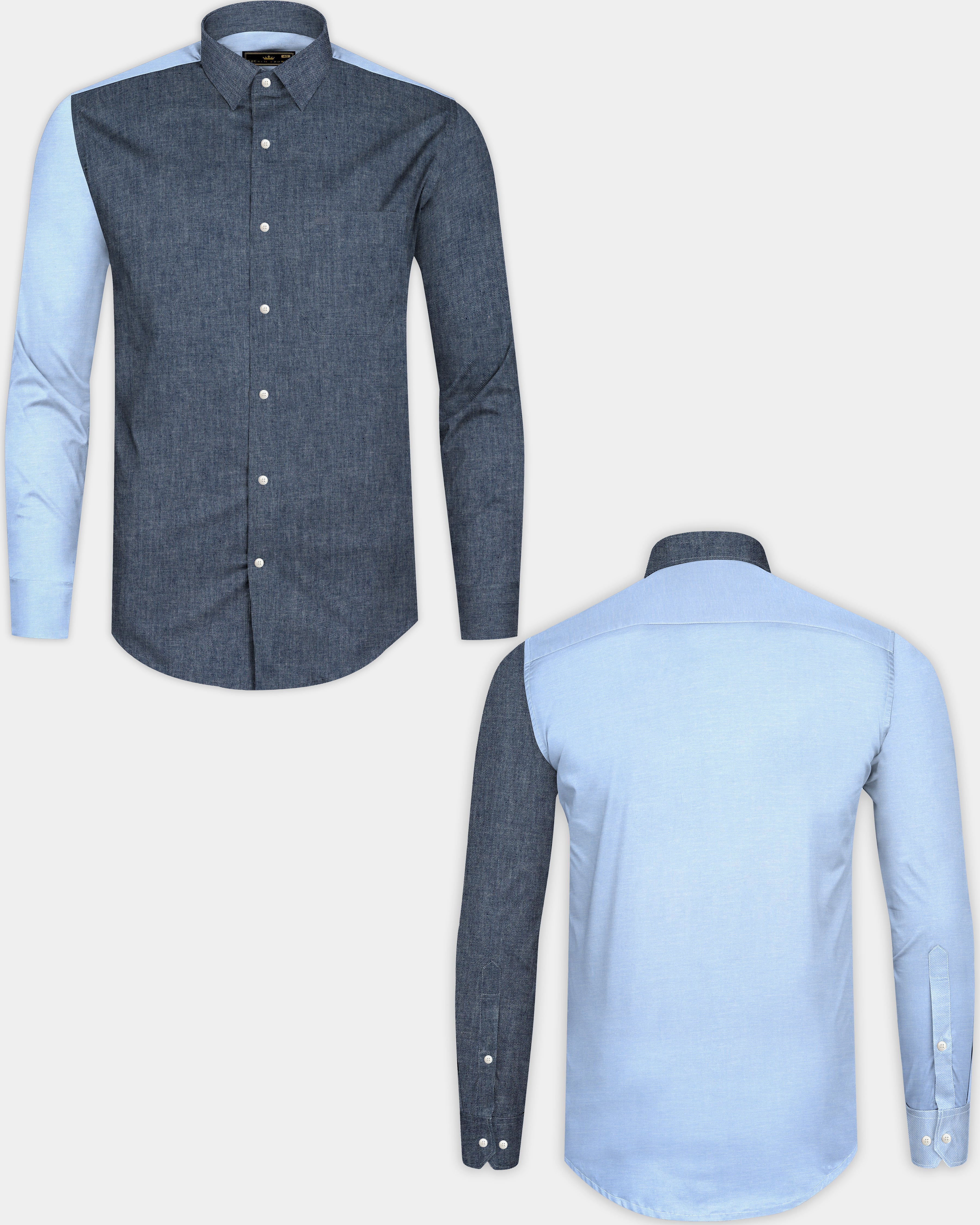 Manatee Grey with Sky Designer Oxford Shirt