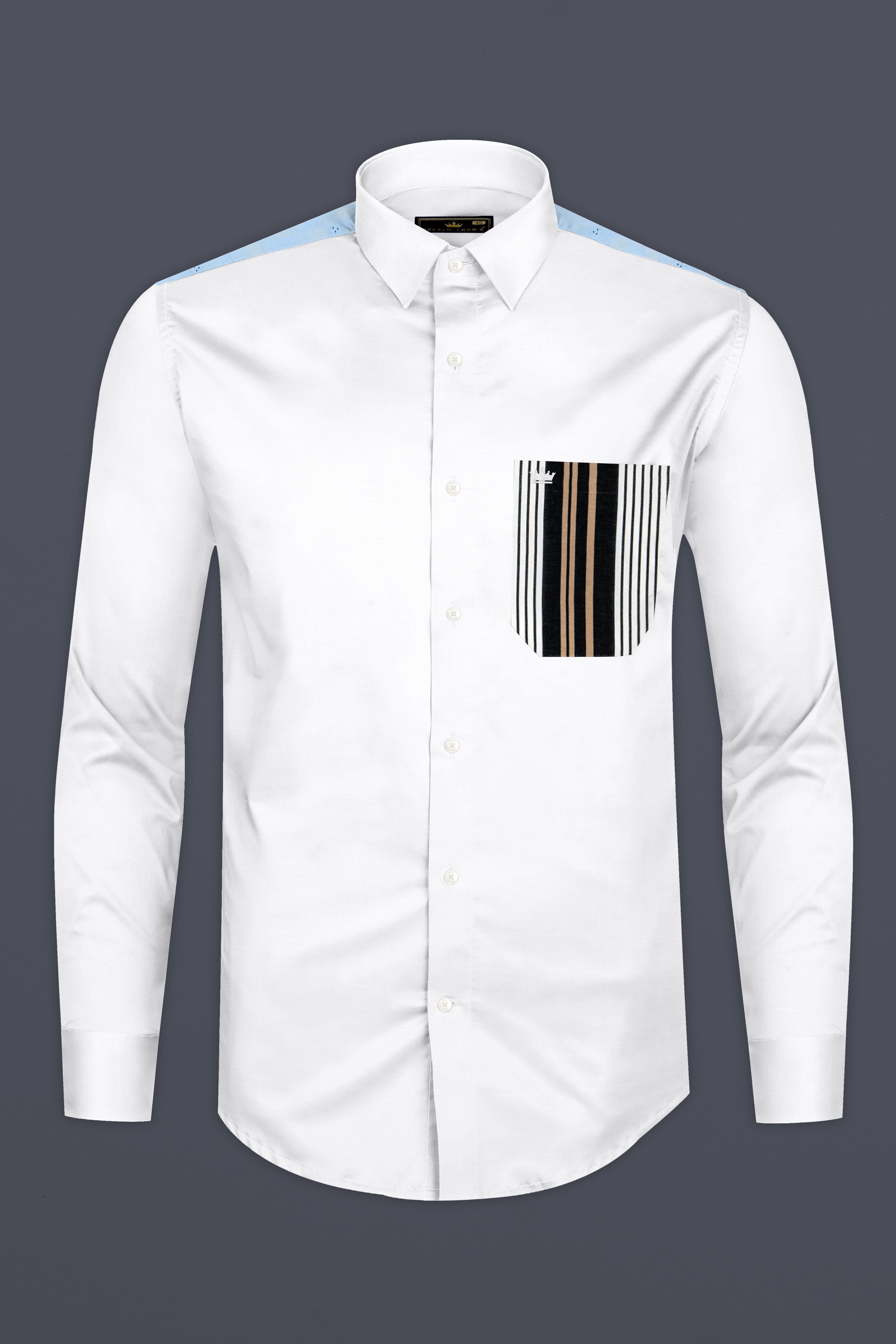 Bright White Striped Back Super Soft Premium Cotton Designer Shirt