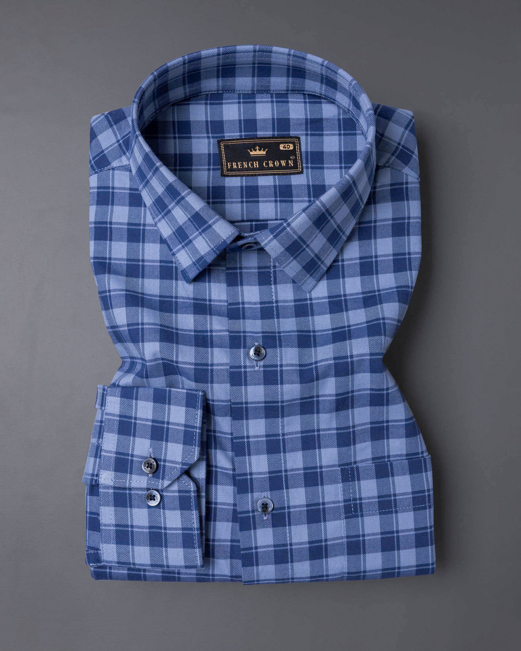 Meteorite Twill Checkered Premium Cotton Shirt 6624-BLE-38, 6624-BLE-H-38, 6624-BLE-39, 6624-BLE-H-39, 6624-BLE-40, 6624-BLE-H-40, 6624-BLE-42, 6624-BLE-H-42, 6624-BLE-44, 6624-BLE-H-44, 6624-BLE-46, 6624-BLE-H-46, 6624-BLE-48, 6624-BLE-H-48, 6624-BLE-50, 6624-BLE-H-50, 6624-BLE-52, 6624-BLE-H-52