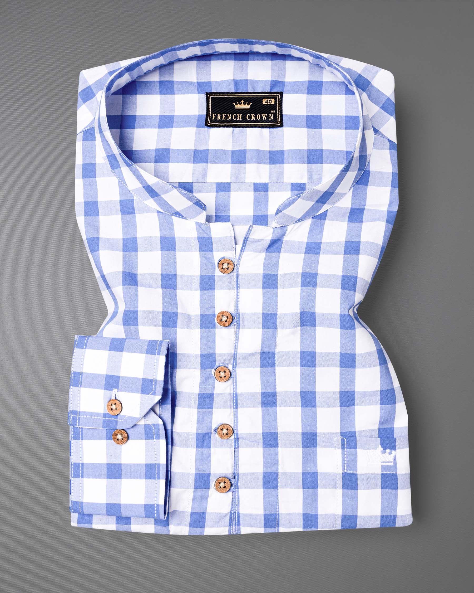 Carolina Blue Plaid Premium Cotton Kurta Shirt 6640-KS-38,6640-KS-H-38,6640-KS-39,6640-KS-H-39,6640-KS-40,6640-KS-H-40,6640-KS-42,6640-KS-H-42,6640-KS-44,6640-KS-H-44,6640-KS-46,6640-KS-H-46,6640-KS-48,6640-KS-H-48,6640-KS-50,6640-KS-H-50,6640-KS-52,6640-KS-H-52