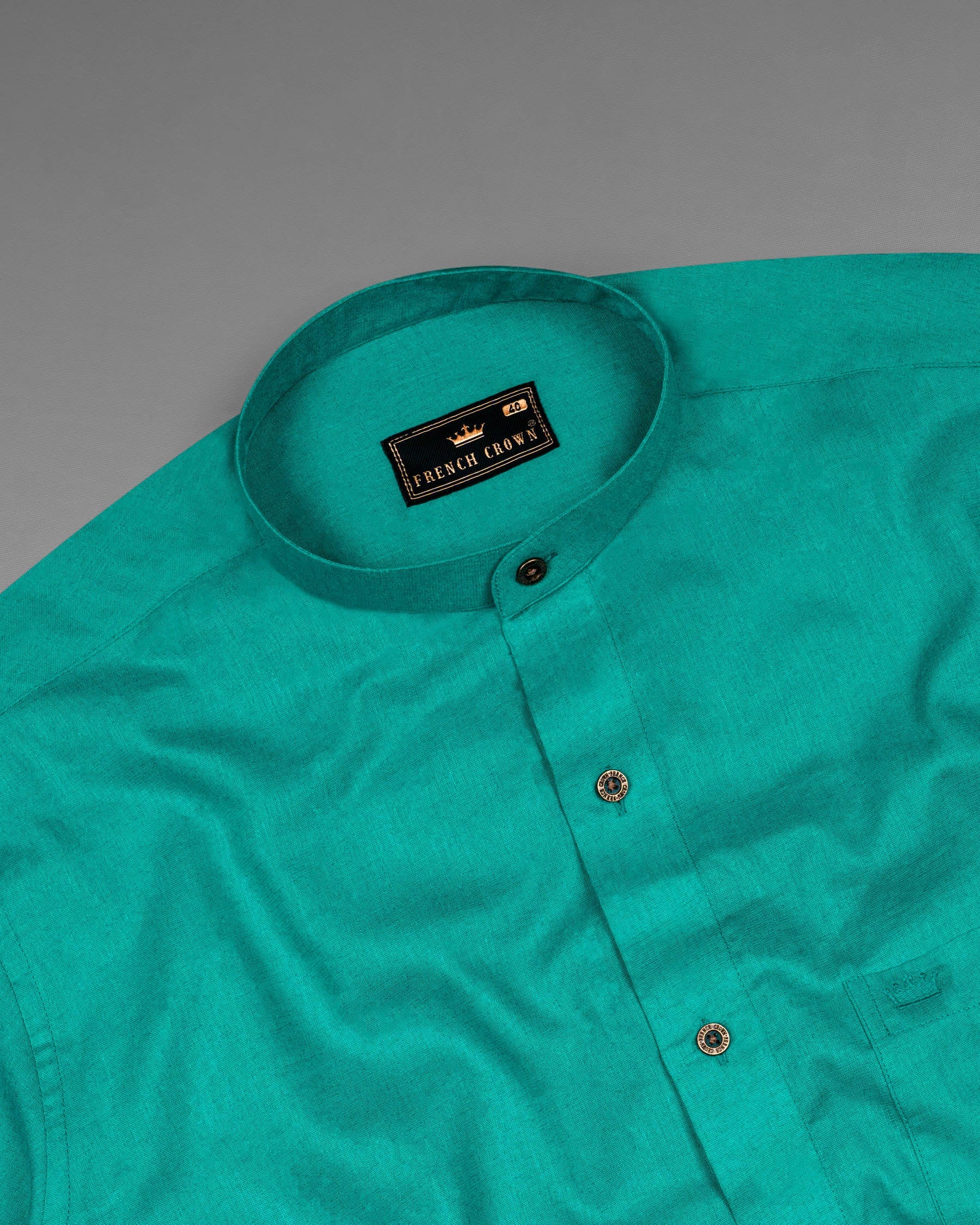 Topaz Aqua Luxurious Linen Shirt