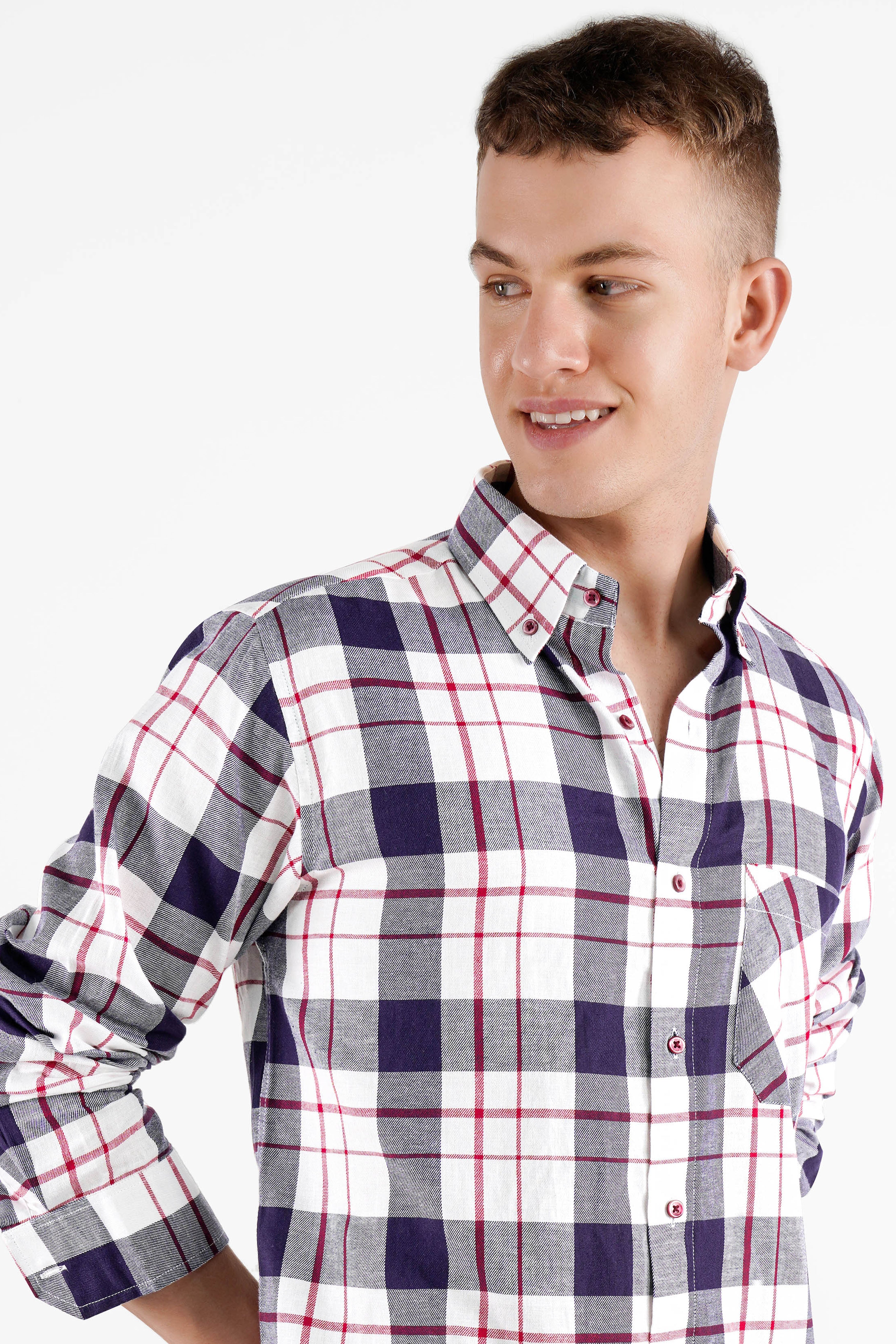 Ebony Clay Twill Plaid Premium Cotton Shirt