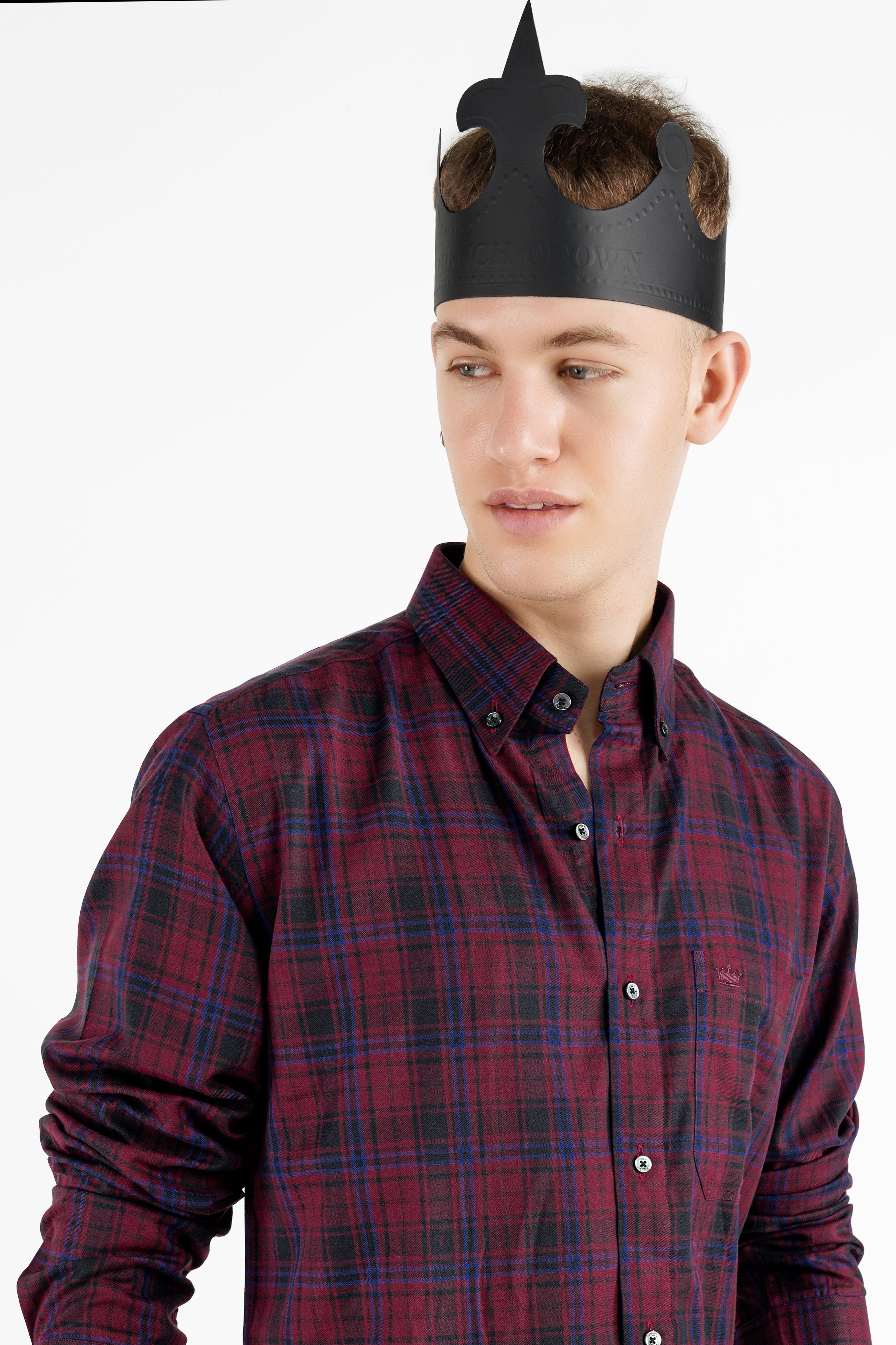 Tawny Port  Twill Plaid Premium Cotton Shirt