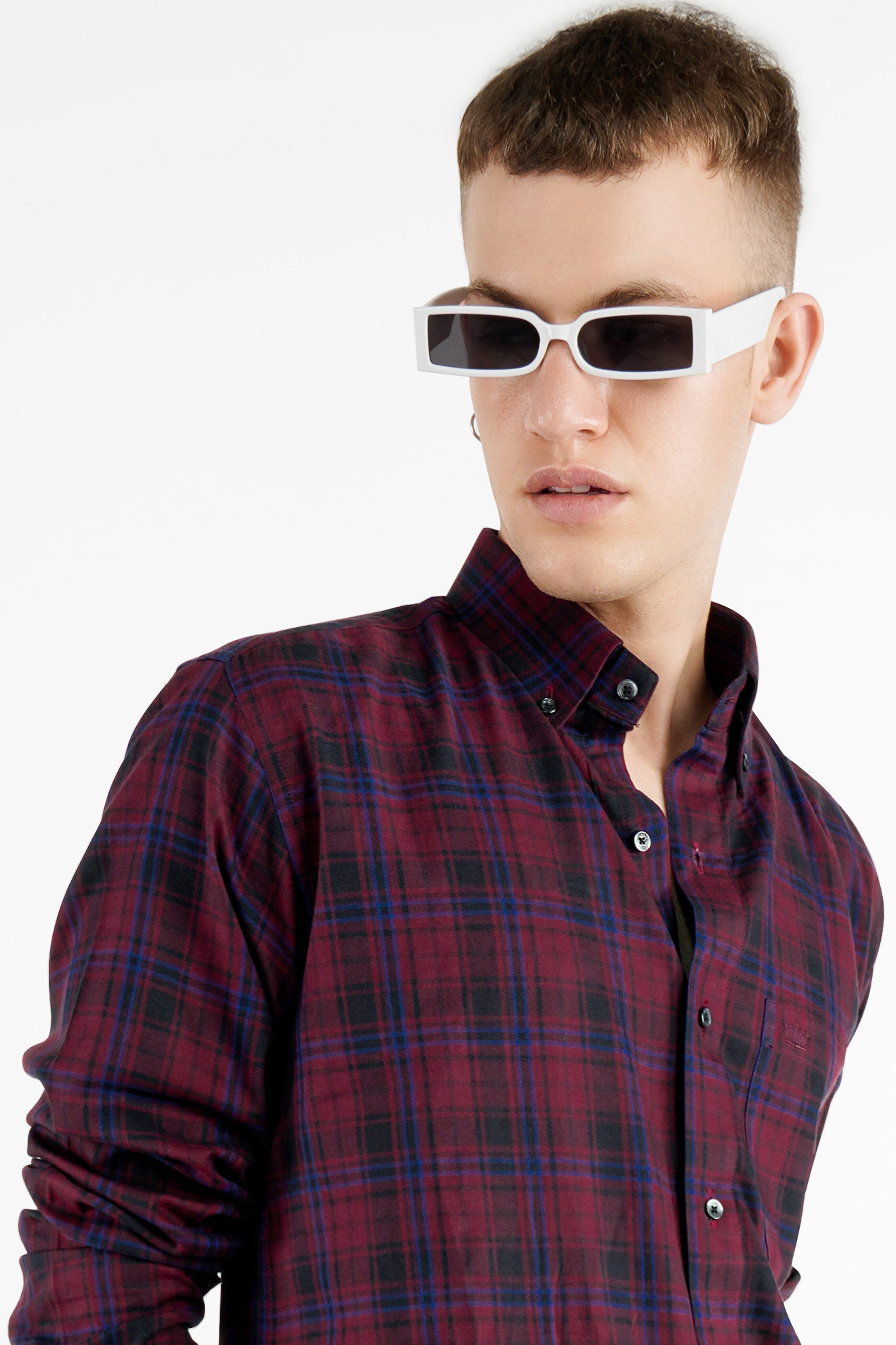 Tawny Port  Twill Plaid Premium Cotton Shirt