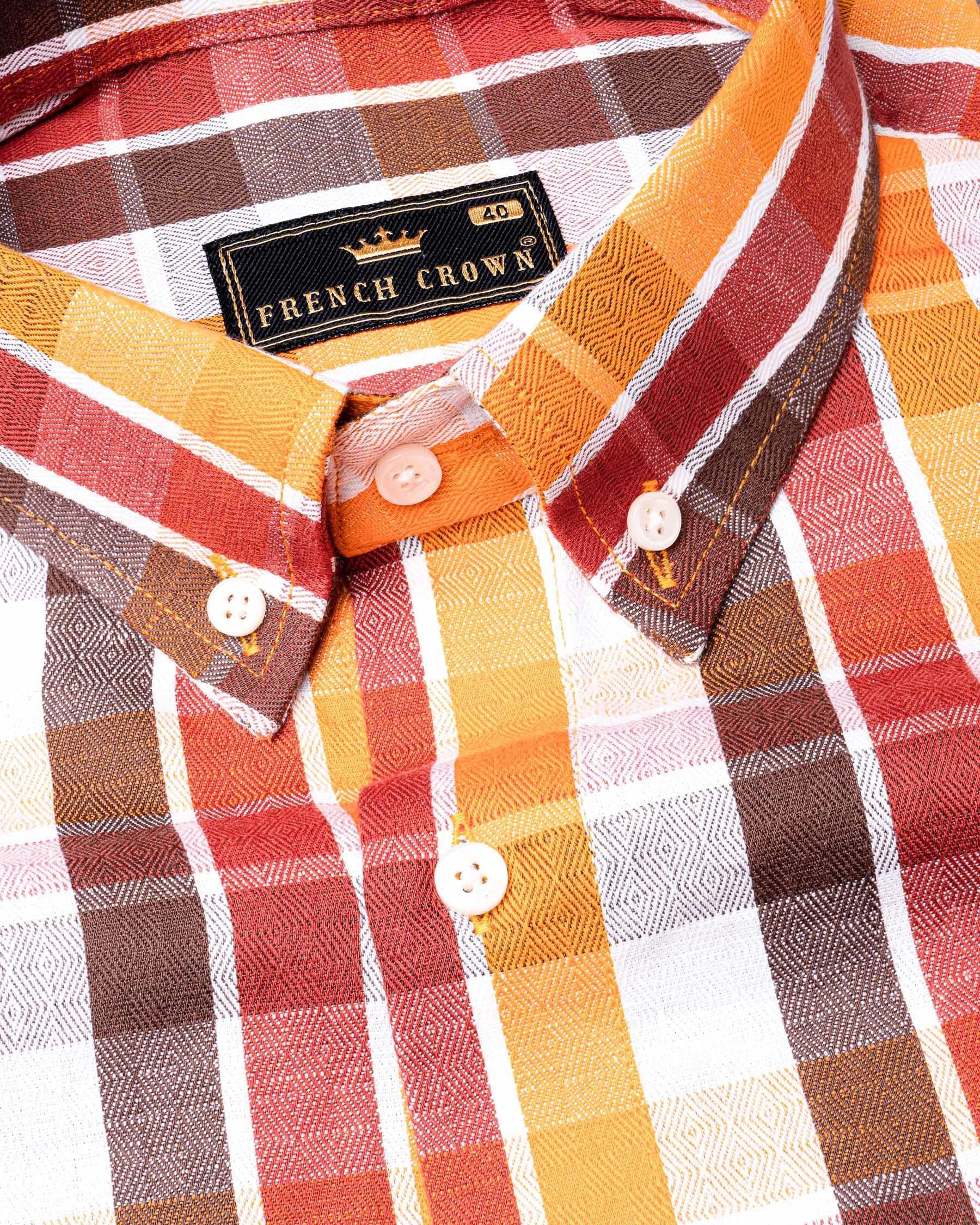 Fire Bush Orange and Rose Madder Red Plaid Dobby Textured Premium Giza Cotton Shirt 6676-BD-38,6676-BD-H-38,6676-BD-39,6676-BD-H-39,6676-BD-40,6676-BD-H-40,6676-BD-42,6676-BD-H-42,6676-BD-44,6676-BD-H-44,6676-BD-46,6676-BD-H-46,6676-BD-48,6676-BD-H-48,6676-BD-50,6676-BD-H-50,6676-BD-52,6676-BD-H-52