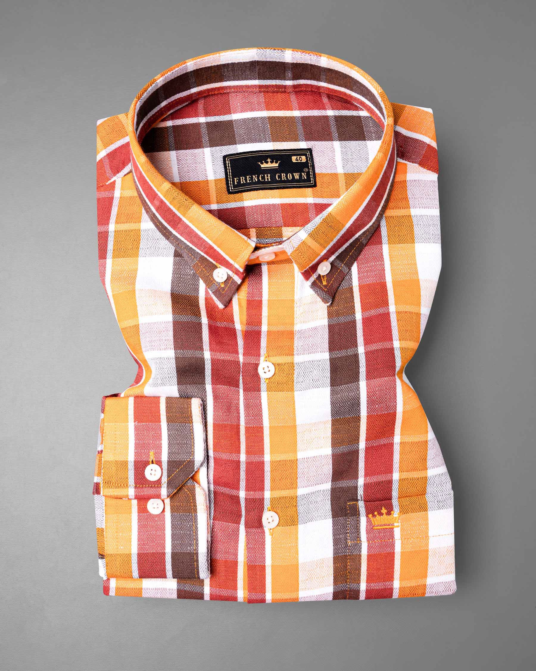 Fire Bush Orange and Rose Madder Red Plaid Dobby Textured Premium Giza Cotton Shirt 6676-BD-38,6676-BD-H-38,6676-BD-39,6676-BD-H-39,6676-BD-40,6676-BD-H-40,6676-BD-42,6676-BD-H-42,6676-BD-44,6676-BD-H-44,6676-BD-46,6676-BD-H-46,6676-BD-48,6676-BD-H-48,6676-BD-50,6676-BD-H-50,6676-BD-52,6676-BD-H-52