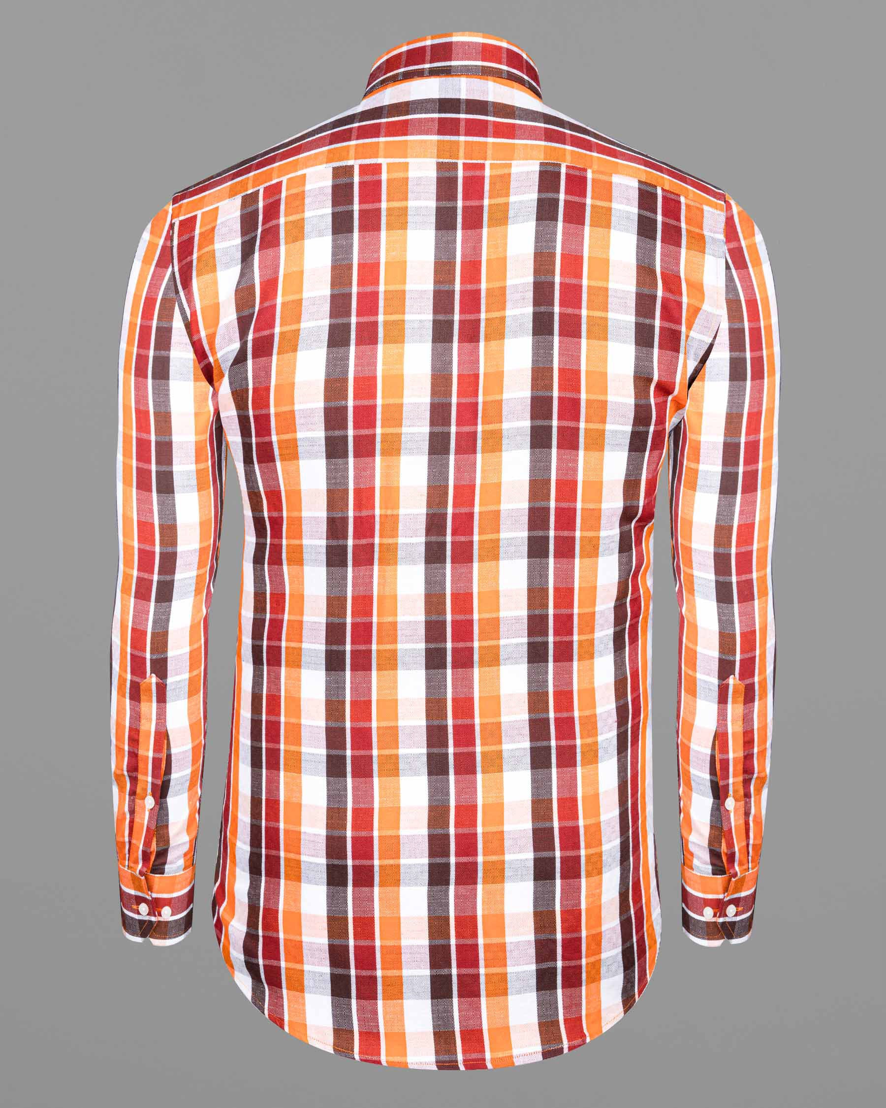 Fire Bush Orange and Rose Madder Red Plaid Dobby Textured Premium Giza Cotton Shirt 6676-BD-38,6676-BD-H-38,6676-BD-39,6676-BD-H-39,6676-BD-40,6676-BD-H-40,6676-BD-42,6676-BD-H-42,6676-BD-44,6676-BD-H-44,6676-BD-46,6676-BD-H-46,6676-BD-48,6676-BD-H-48,6676-BD-50,6676-BD-H-50,6676-BD-52,6676-BD-H-52