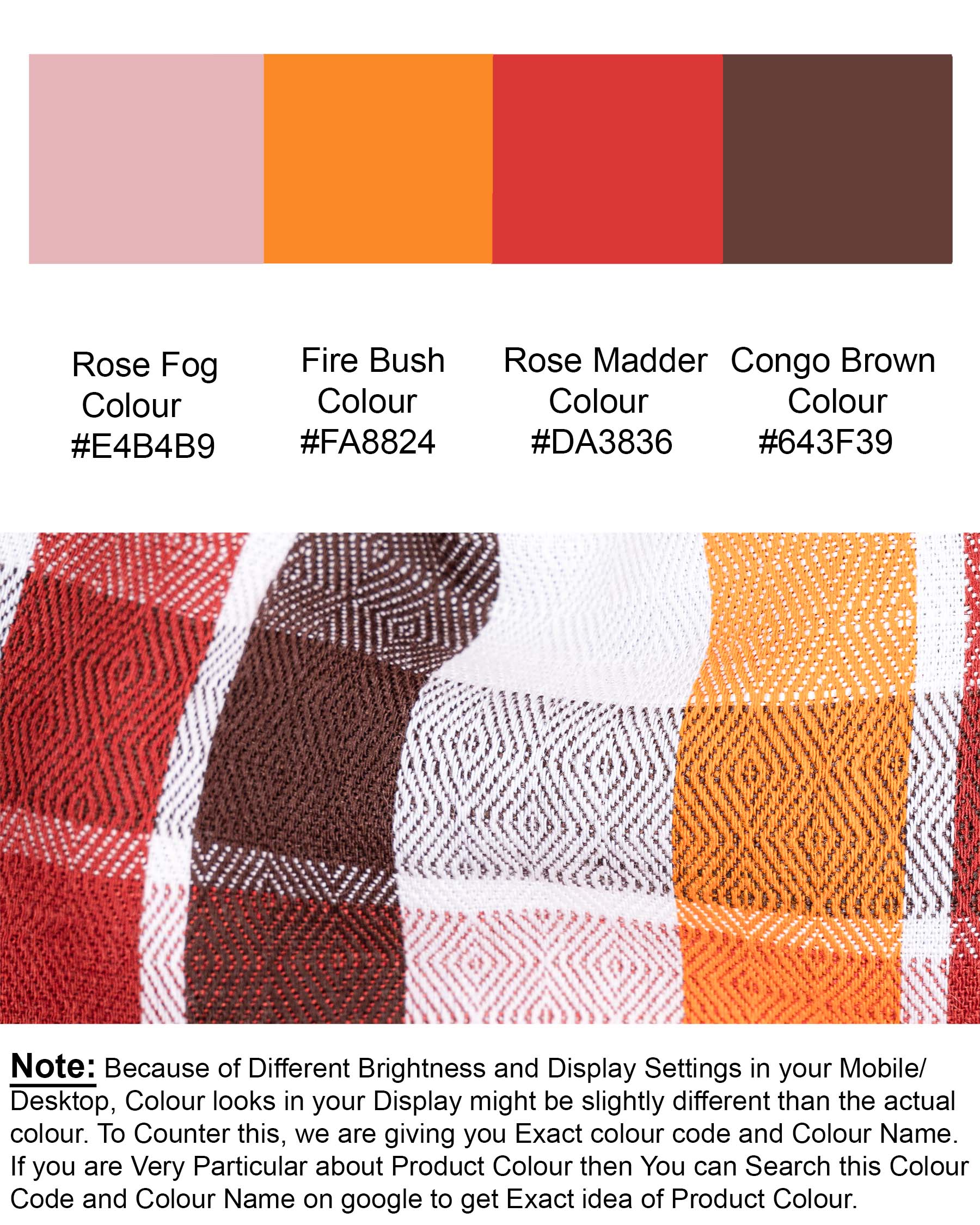 Fire Bush Orange and Rose Madder Red Plaid Dobby Textured Premium Giza Cotton Shirt 6676-BD-38,6676-BD-H-38,6676-BD-39,6676-BD-H-39,6676-BD-40,6676-BD-H-40,6676-BD-42,6676-BD-H-42,6676-BD-44,6676-BD-H-44,6676-BD-46,6676-BD-H-46,6676-BD-48,6676-BD-H-48,6676-BD-50,6676-BD-H-50,6676-BD-52,6676-BD-H-52