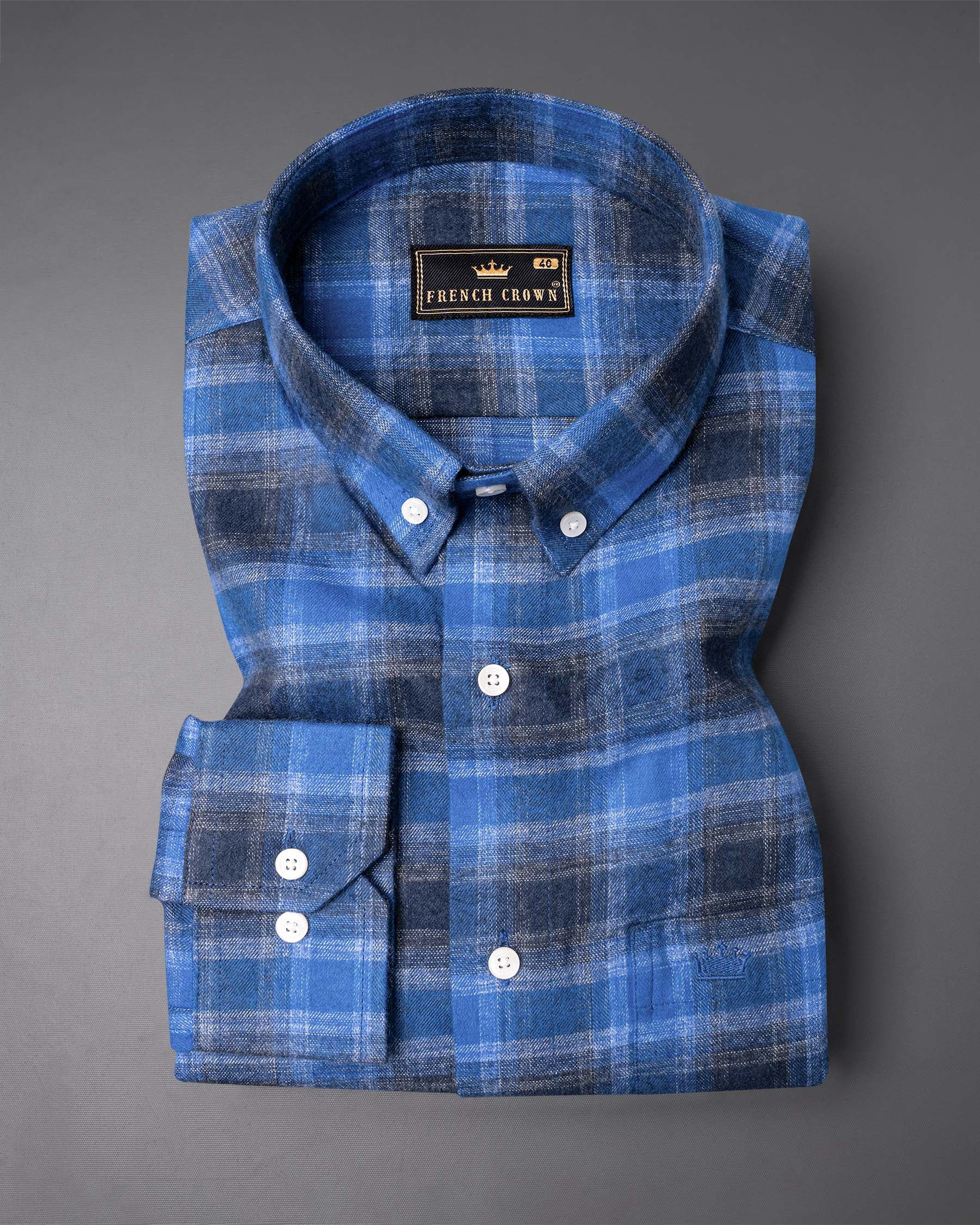 Tufts Blue and Cloud Burst Plaid Flannel Overshirt 6677-BD-38,6677-BD-H-38,6677-BD-39,6677-BD-H-39,6677-BD-40,6677-BD-H-40,6677-BD-42,6677-BD-H-42,6677-BD-44,6677-BD-H-44,6677-BD-46,6677-BD-H-46,6677-BD-48,6677-BD-H-48,6677-BD-50,6677-BD-H-50,6677-BD-52,6677-BD-H-52