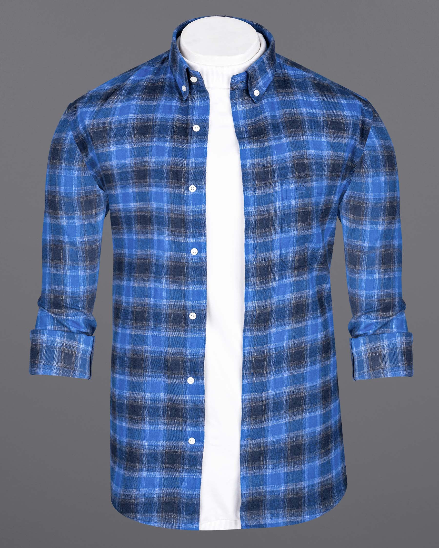 Tufts Blue and Cloud Burst Plaid Flannel Overshirt 6677-BD-38,6677-BD-H-38,6677-BD-39,6677-BD-H-39,6677-BD-40,6677-BD-H-40,6677-BD-42,6677-BD-H-42,6677-BD-44,6677-BD-H-44,6677-BD-46,6677-BD-H-46,6677-BD-48,6677-BD-H-48,6677-BD-50,6677-BD-H-50,6677-BD-52,6677-BD-H-52