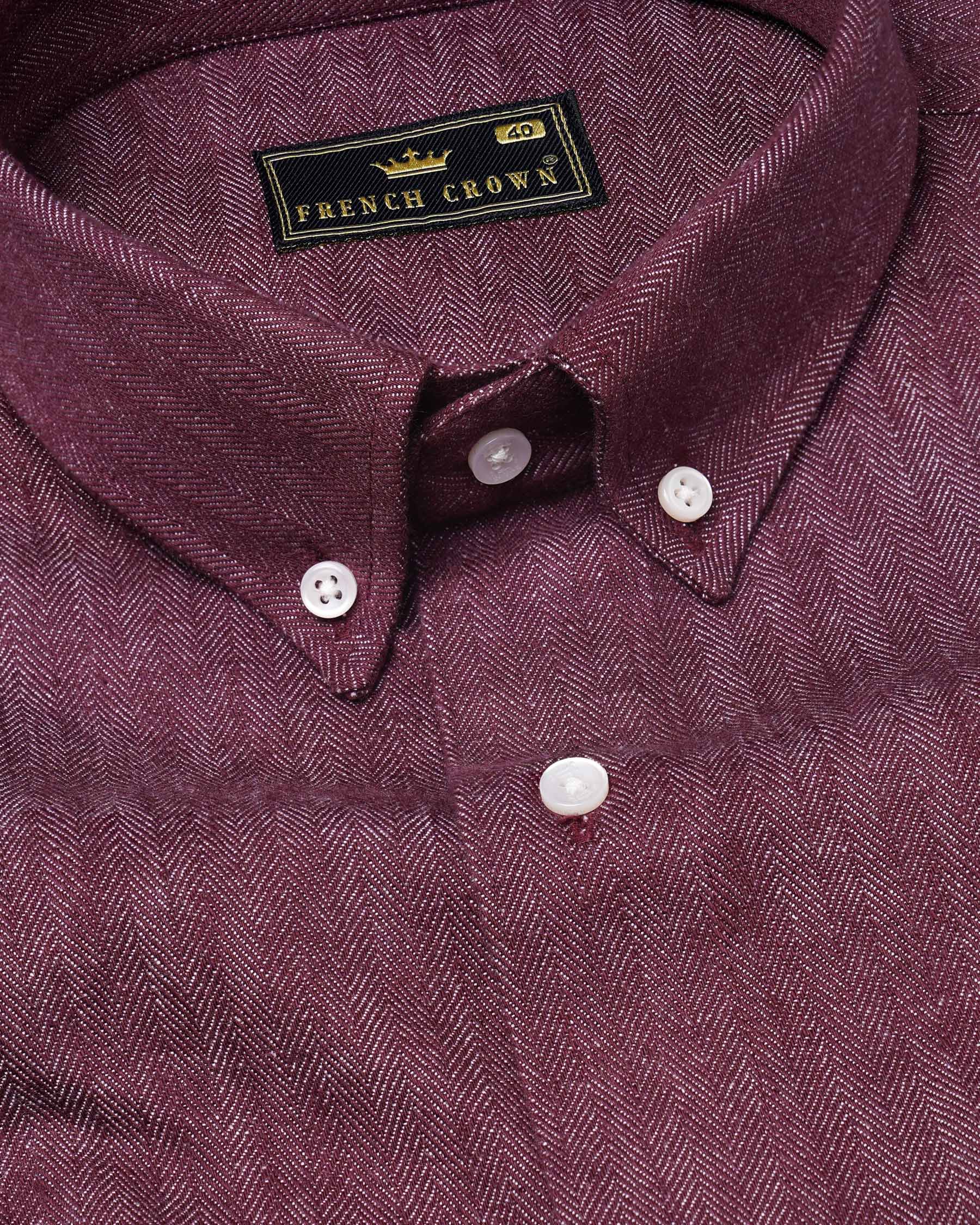 Finn Mauve Heavyweight Herringbone Striped Premium Cotton Overshirt/Shacket