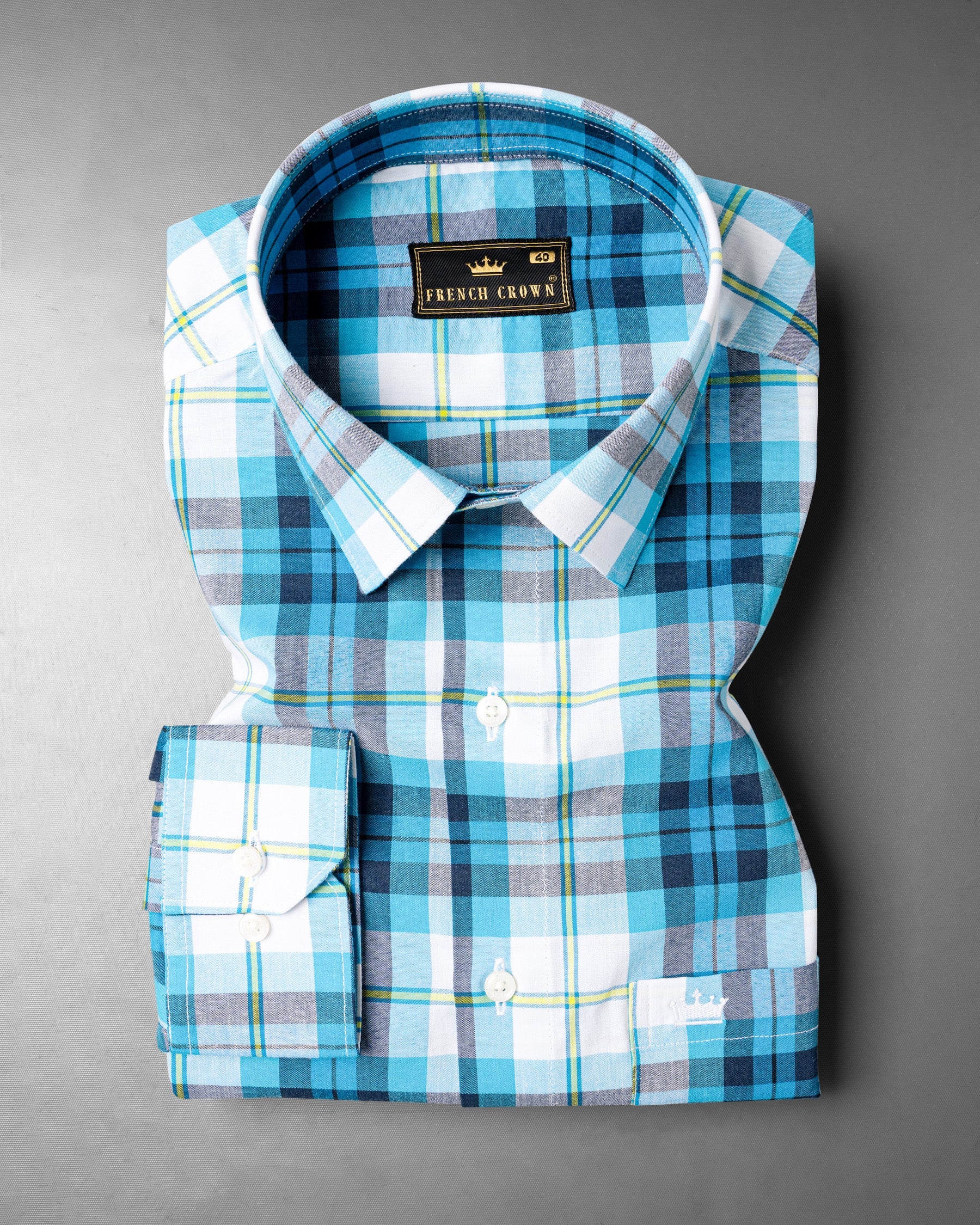 Anakiwa Blue and White Plaid Premium Twill Textured Premium Cotton Shirt 6707-38,6707-38,6707-39,6707-39,6707-40,6707-40,6707-42,6707-42,6707-44,6707-44,6707-46,6707-46,6707-48,6707-48,6707-50,6707-50,6707-52,6707-52