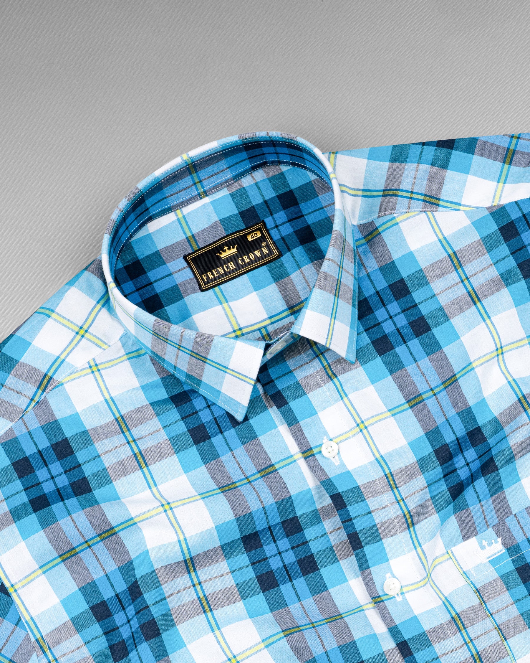 Anakiwa Blue and White Plaid Premium Twill Textured Premium Cotton Shirt