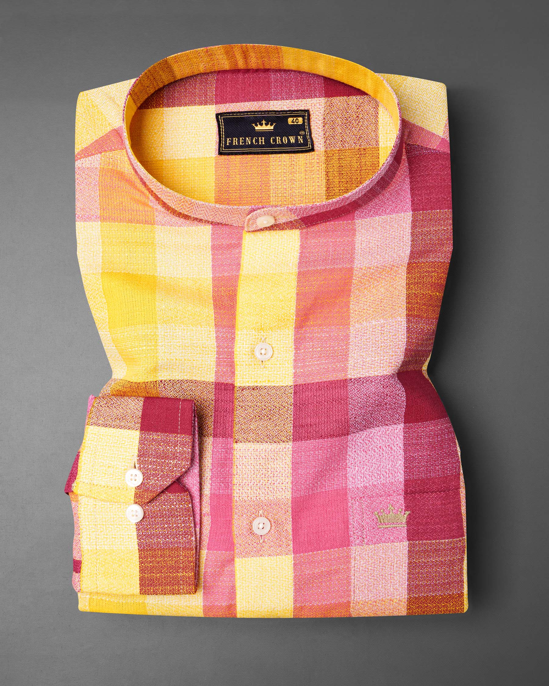 Bright Sun Yellow with Stiletto Red Twill Plaid Premium Cotton Shirt 6716-M-38, 6716-M-H-38, 6716-M-39, 6716-M-H-39, 6716-M-40, 6716-M-H-40, 6716-M-42, 6716-M-H-42, 6716-M-44, 6716-M-H-44, 6716-M-46, 6716-M-H-46, 6716-M-48, 6716-M-H-48, 6716-M-50, 6716-M-H-50, 6716-M-52, 6716-M-H-52