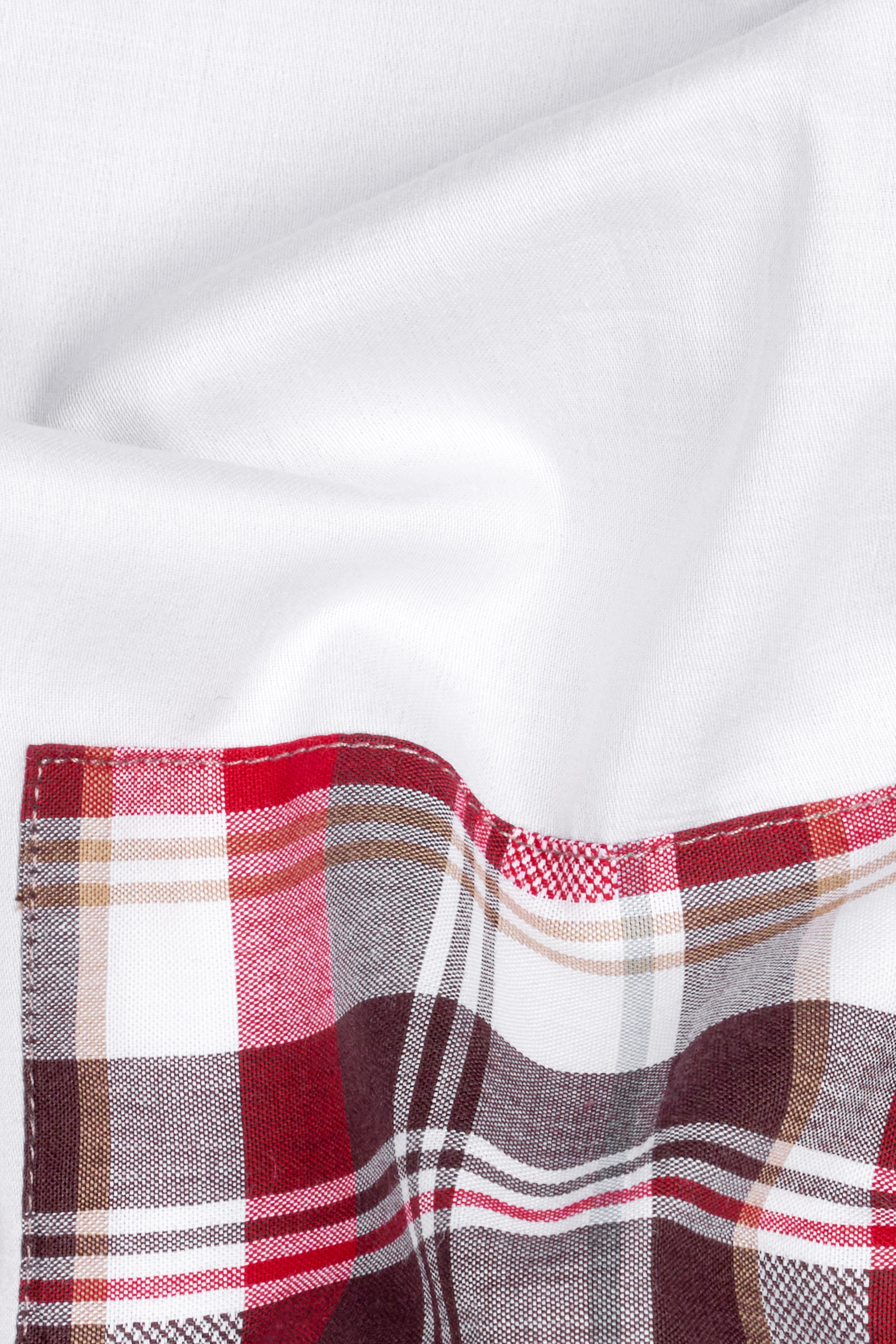 Bright White and Persian Plum Red Checkered with Funky Printed Super Soft Premium Cotton Designer Shirt