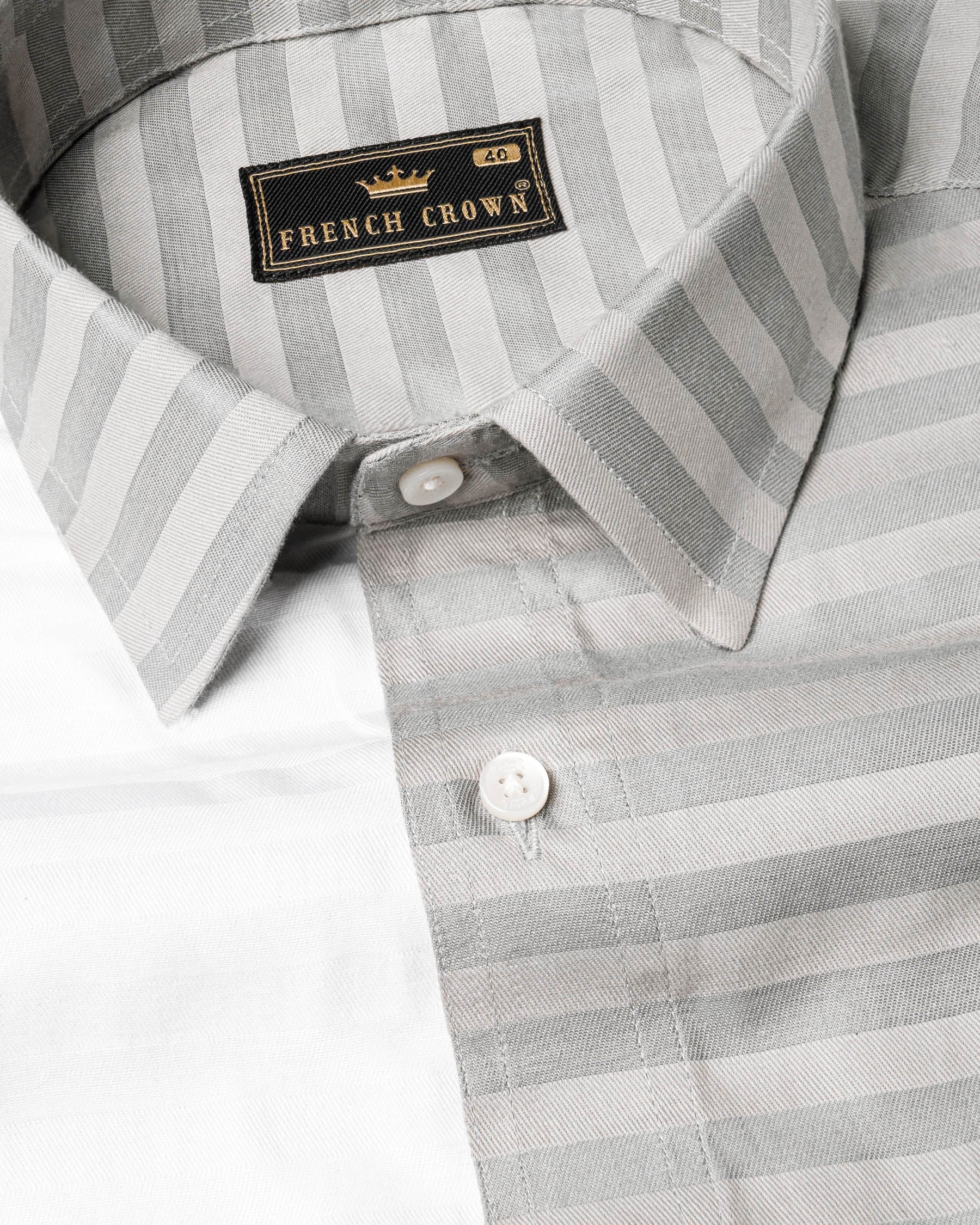 Half White and Half Grey Striped Twill Premium Cotton Designer Shirt 6744-P140-38,6744-P140-38,6744-P140-39,6744-P140-39,6744-P140-40,6744-P140-40,6744-P140-42,6744-P140-42,6744-P140-44,6744-P140-44,6744-P140-46,6744-P140-46,6744-P140-48,6744-P140-48,6744-P140-50,6744-P140-50,6744-P140-52,6744-P140-52