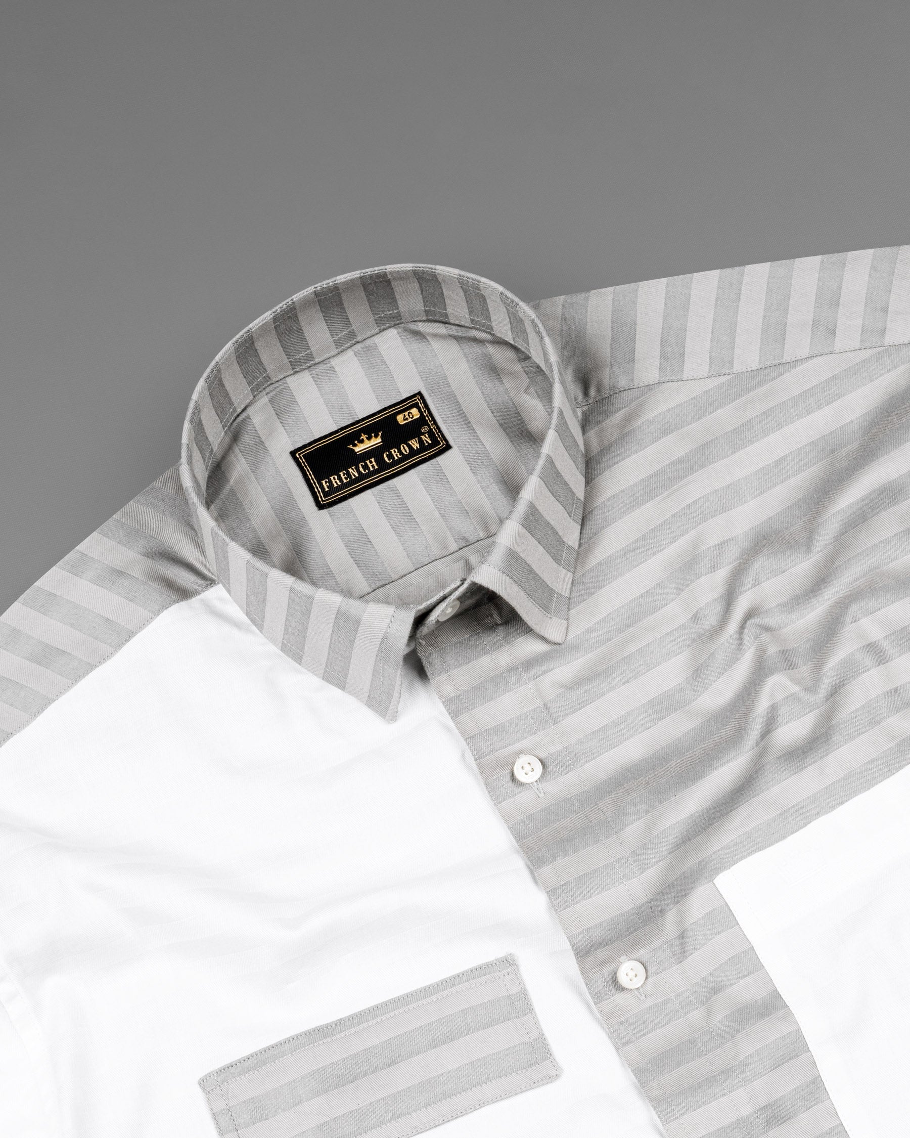 Half White and Half Grey Striped Twill Premium Cotton Designer Shirt 6744-P140-38,6744-P140-38,6744-P140-39,6744-P140-39,6744-P140-40,6744-P140-40,6744-P140-42,6744-P140-42,6744-P140-44,6744-P140-44,6744-P140-46,6744-P140-46,6744-P140-48,6744-P140-48,6744-P140-50,6744-P140-50,6744-P140-52,6744-P140-52