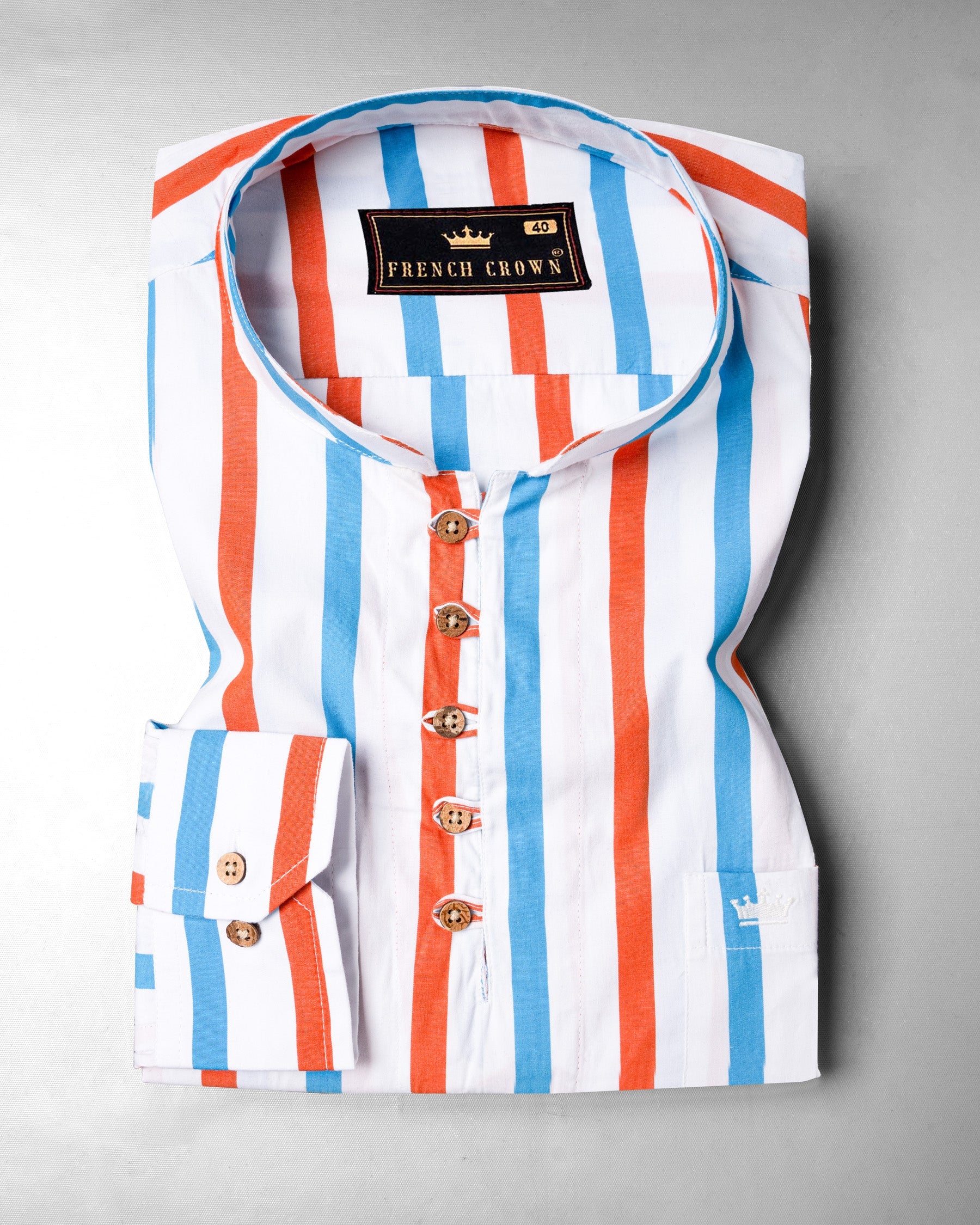 Cornflower Blue with Outrageous Orange Striped Premium Cotton Kurta Shirt 6808-KS-38,6808-KS-38,6808-KS-39,6808-KS-39,6808-KS-40,6808-KS-40,6808-KS-42,6808-KS-42,6808-KS-44,6808-KS-44,6808-KS-46,6808-KS-46,6808-KS-48,6808-KS-48,6808-KS-50,6808-KS-50,6808-KS-52,6808-KS-52